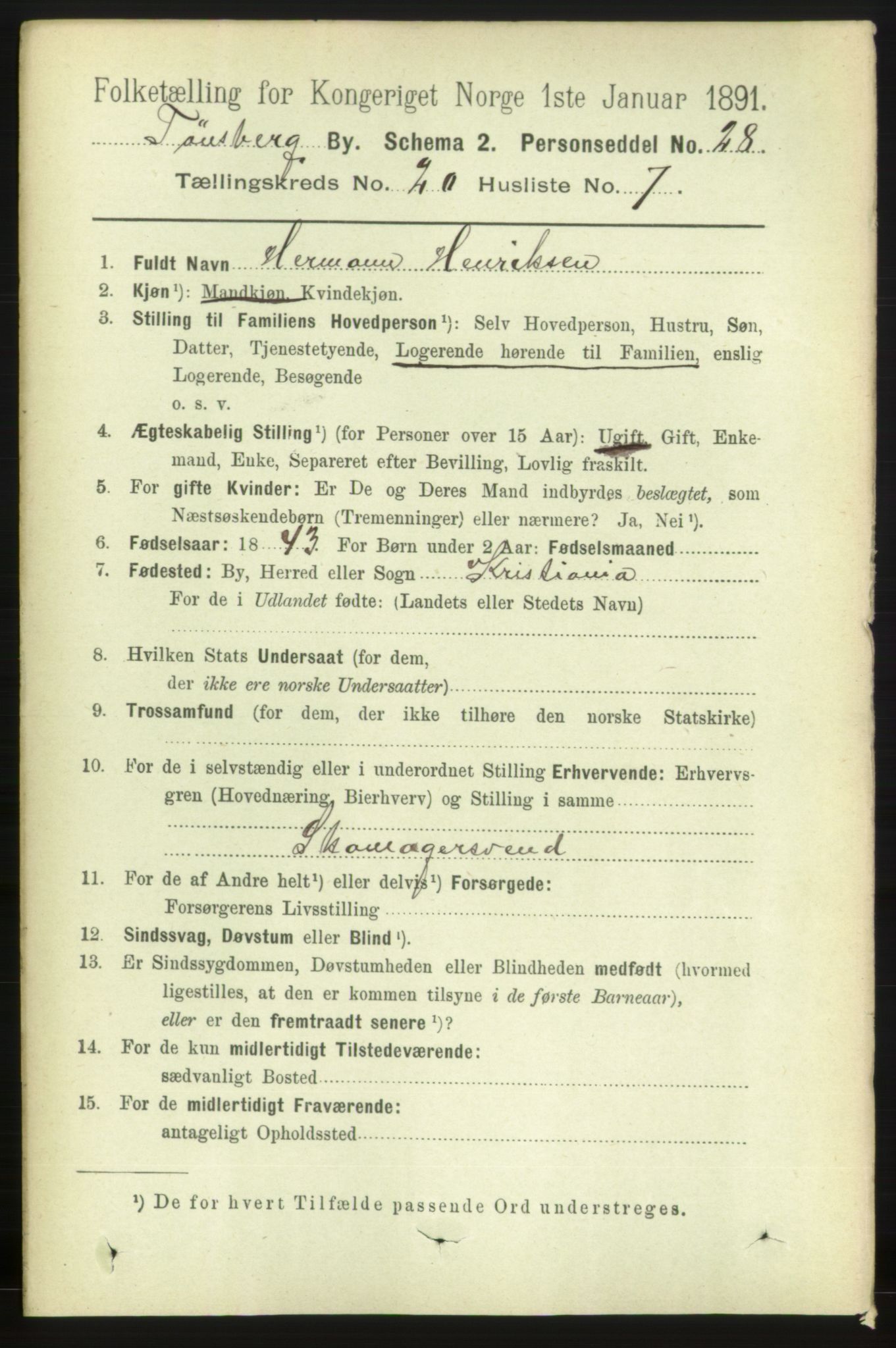 RA, 1891 census for 0705 Tønsberg, 1891, p. 5502