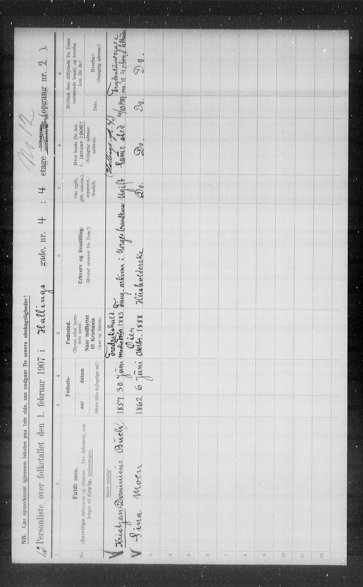 OBA, Municipal Census 1907 for Kristiania, 1907, p. 17511