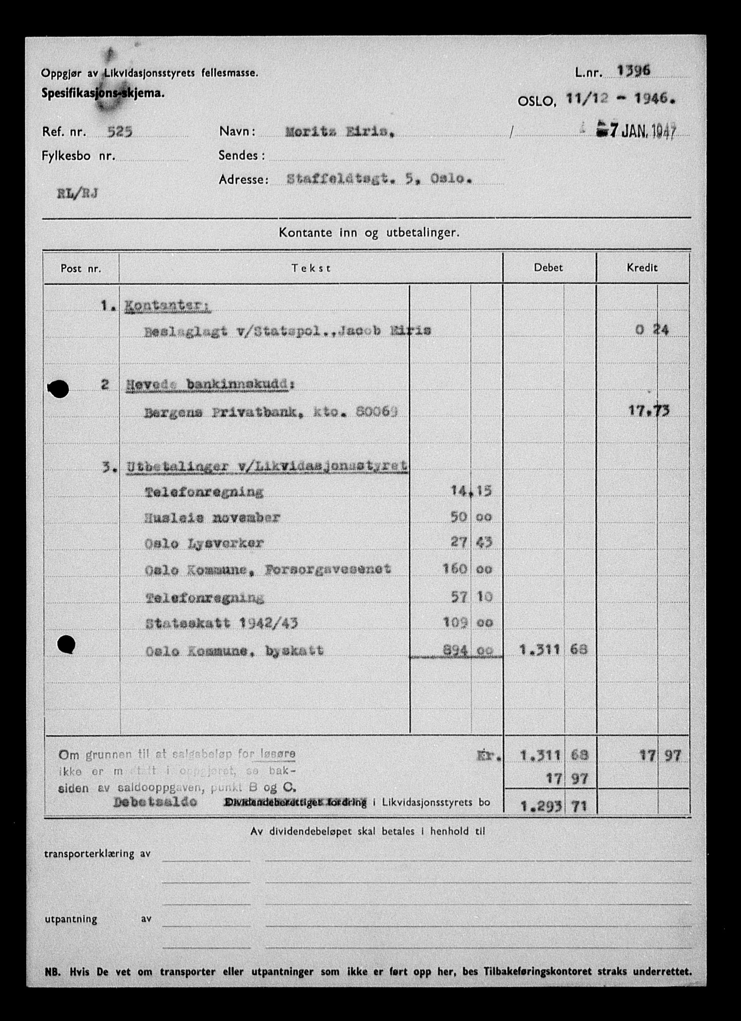 Justisdepartementet, Tilbakeføringskontoret for inndratte formuer, AV/RA-S-1564/H/Hc/Hcc/L0932: --, 1945-1947, p. 556