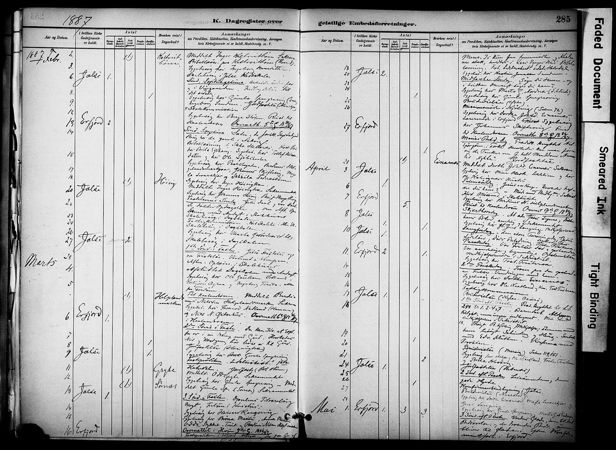 Jelsa sokneprestkontor, AV/SAST-A-101842/01/IV: Parish register (official) no. A 10, 1884-1906, p. 285