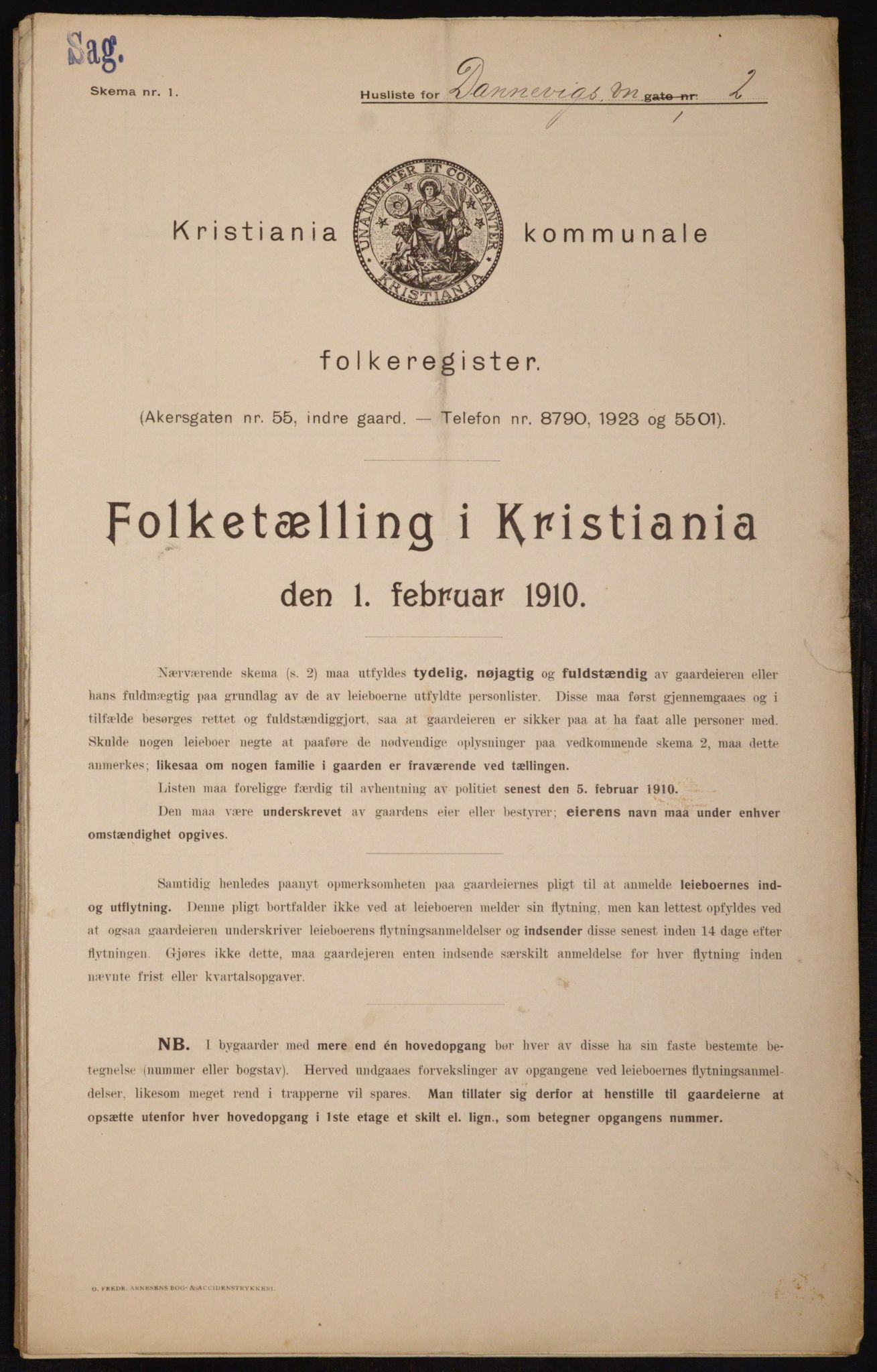 OBA, Municipal Census 1910 for Kristiania, 1910, p. 14433