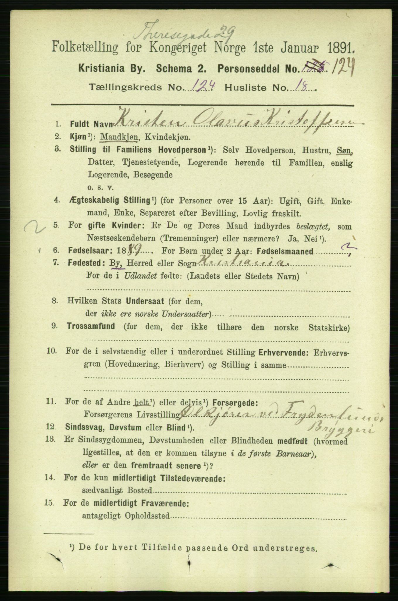 RA, 1891 census for 0301 Kristiania, 1891, p. 65705