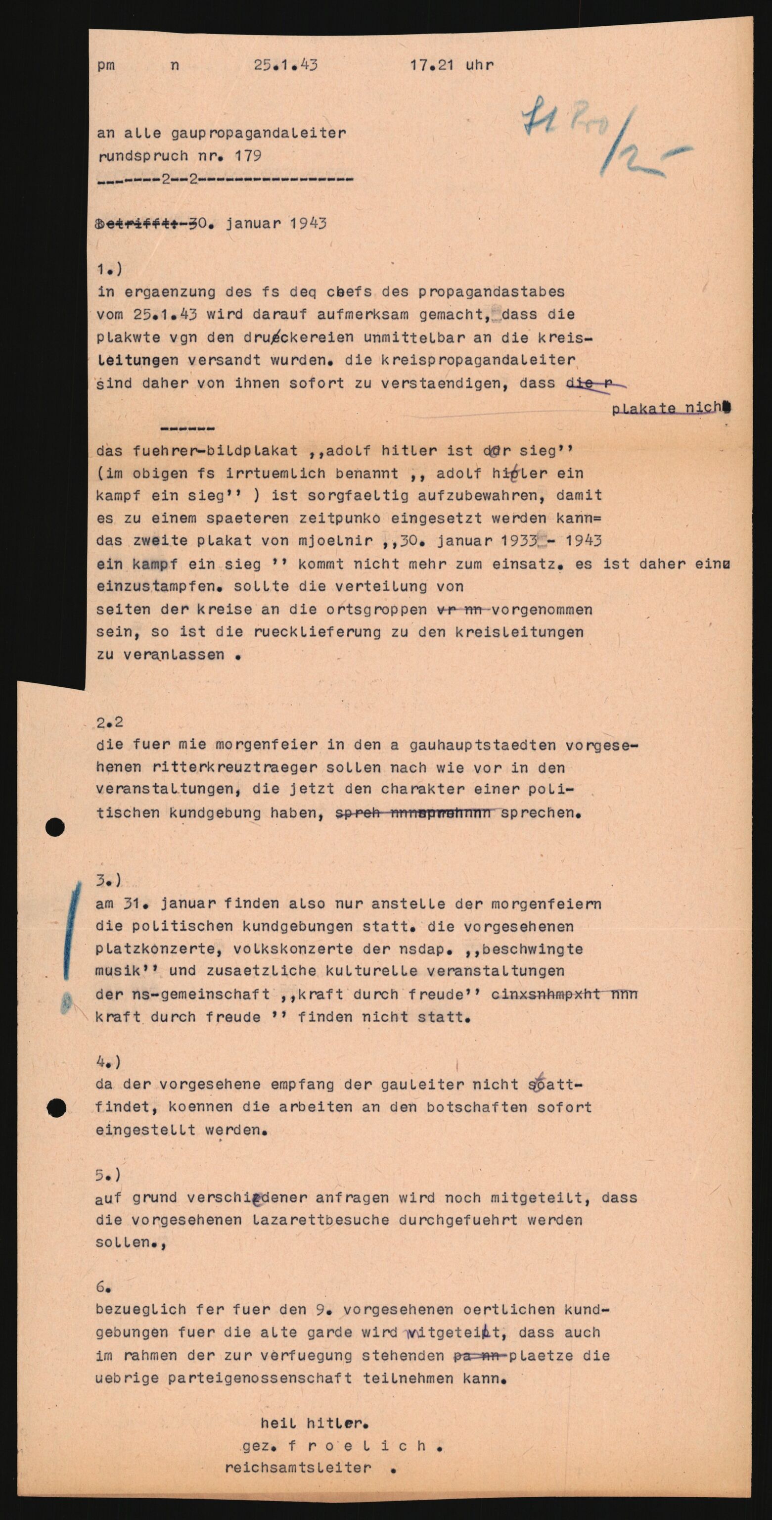 Forsvarets Overkommando. 2 kontor. Arkiv 11.4. Spredte tyske arkivsaker, AV/RA-RAFA-7031/D/Dar/Darb/L0008: Reichskommissariat - Hauptabteilung Volksaufklärung und Propaganda, 1940-1943, p. 724