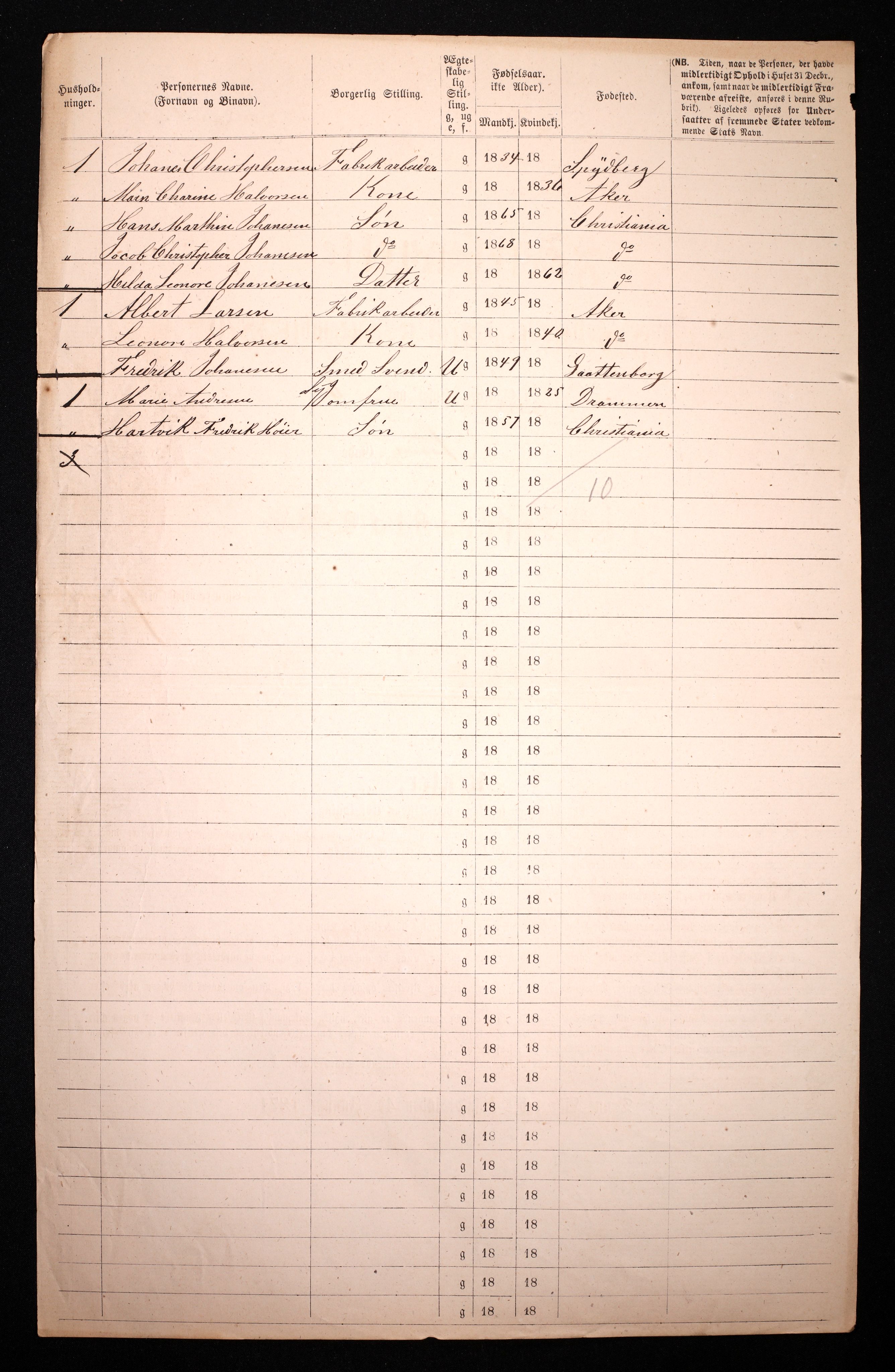 RA, 1870 census for 0301 Kristiania, 1870, p. 4805