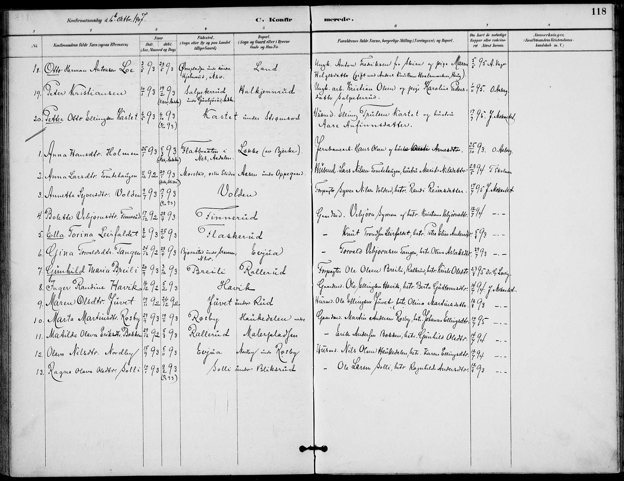 Lunder kirkebøker, SAKO/A-629/F/Fa/L0001: Parish register (official) no. I 1, 1885-1912, p. 118