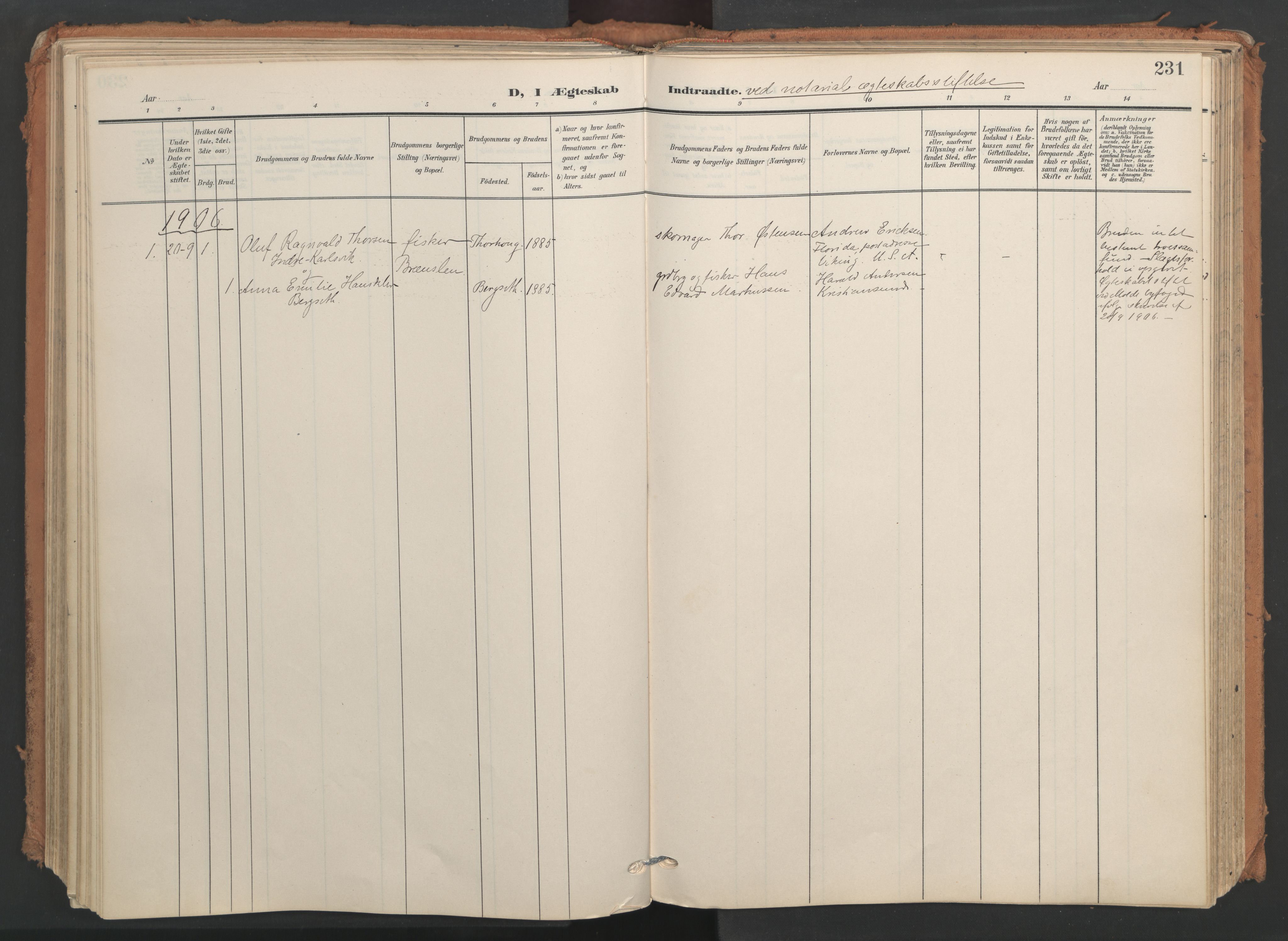 Ministerialprotokoller, klokkerbøker og fødselsregistre - Møre og Romsdal, SAT/A-1454/566/L0771: Parish register (official) no. 566A10, 1904-1929, p. 231