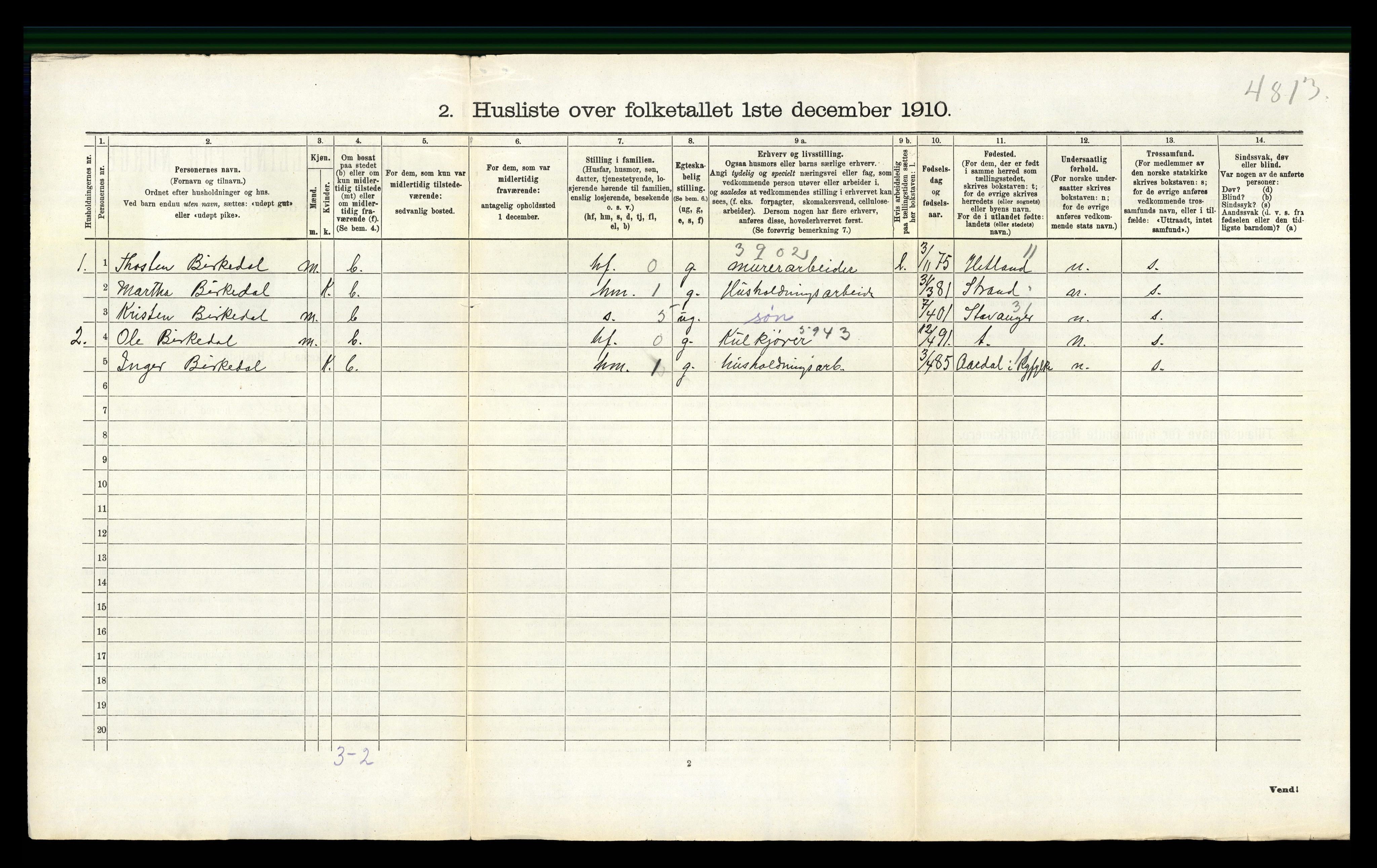 RA, 1910 census for Håland, 1910, p. 1228