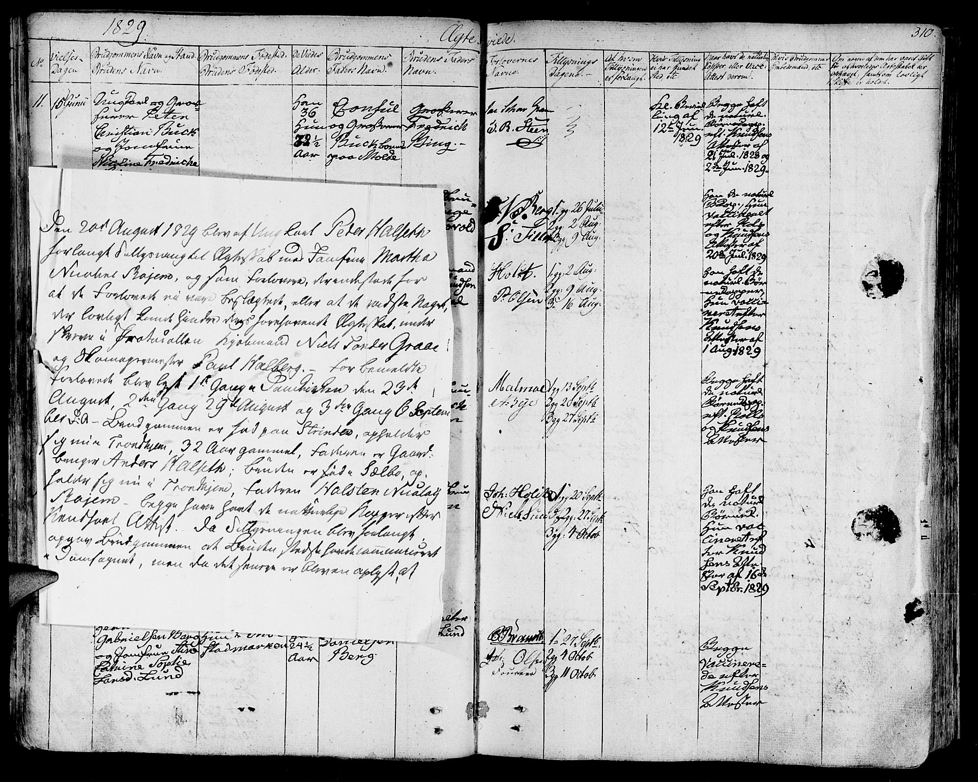 Ministerialprotokoller, klokkerbøker og fødselsregistre - Sør-Trøndelag, AV/SAT-A-1456/602/L0109: Parish register (official) no. 602A07, 1821-1840, p. 310