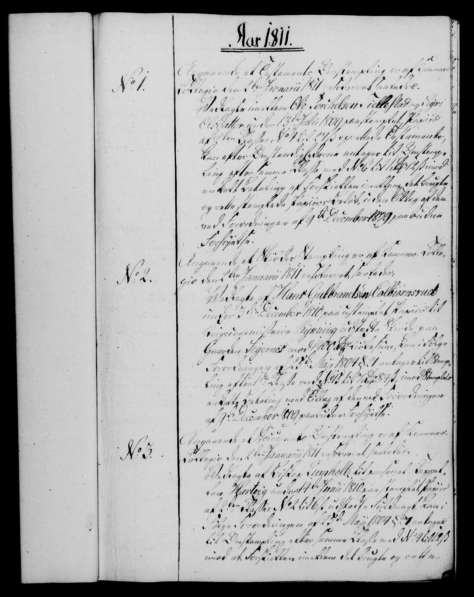 Rentekammeret, Kammerkanselliet, RA/EA-3111/G/Gg/Gga/L0020: Norsk ekspedisjonsprotokoll med register (merket RK 53.20), 1811-1814, p. 1