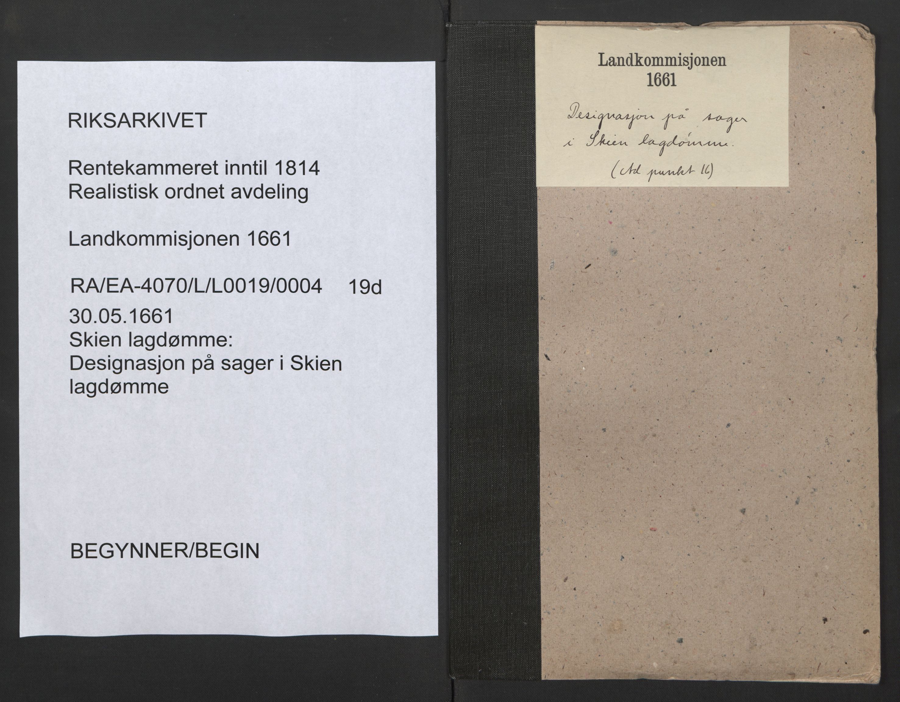 Rentekammeret inntil 1814, Realistisk ordnet avdeling, AV/RA-EA-4070/L/L0019/0004: Skien lagdømme: / Designasjon på sager i Skien lagdømme, 1661