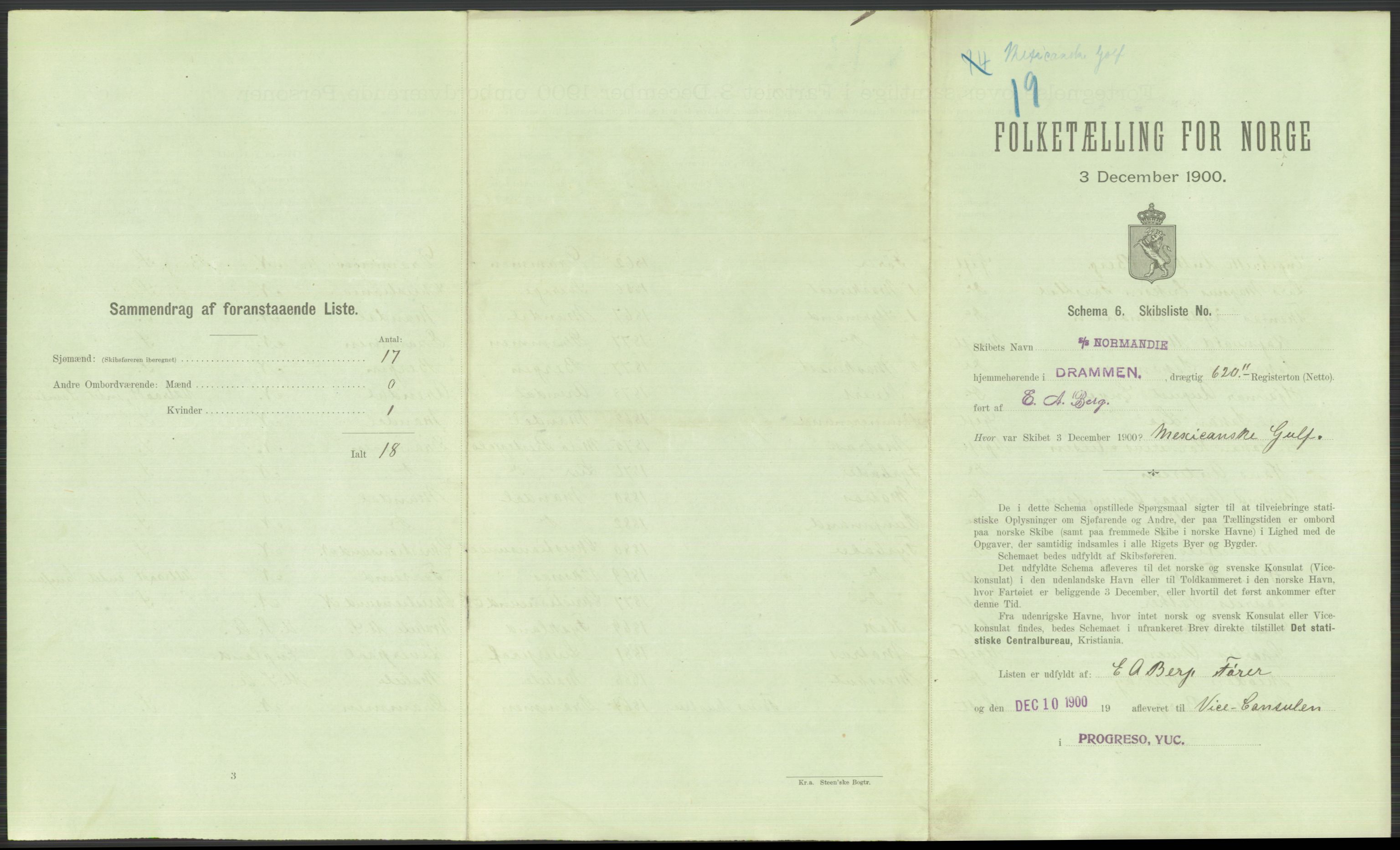 RA, 1900 Census - ship lists from ships in Norwegian harbours, harbours abroad and at sea, 1900, p. 5735