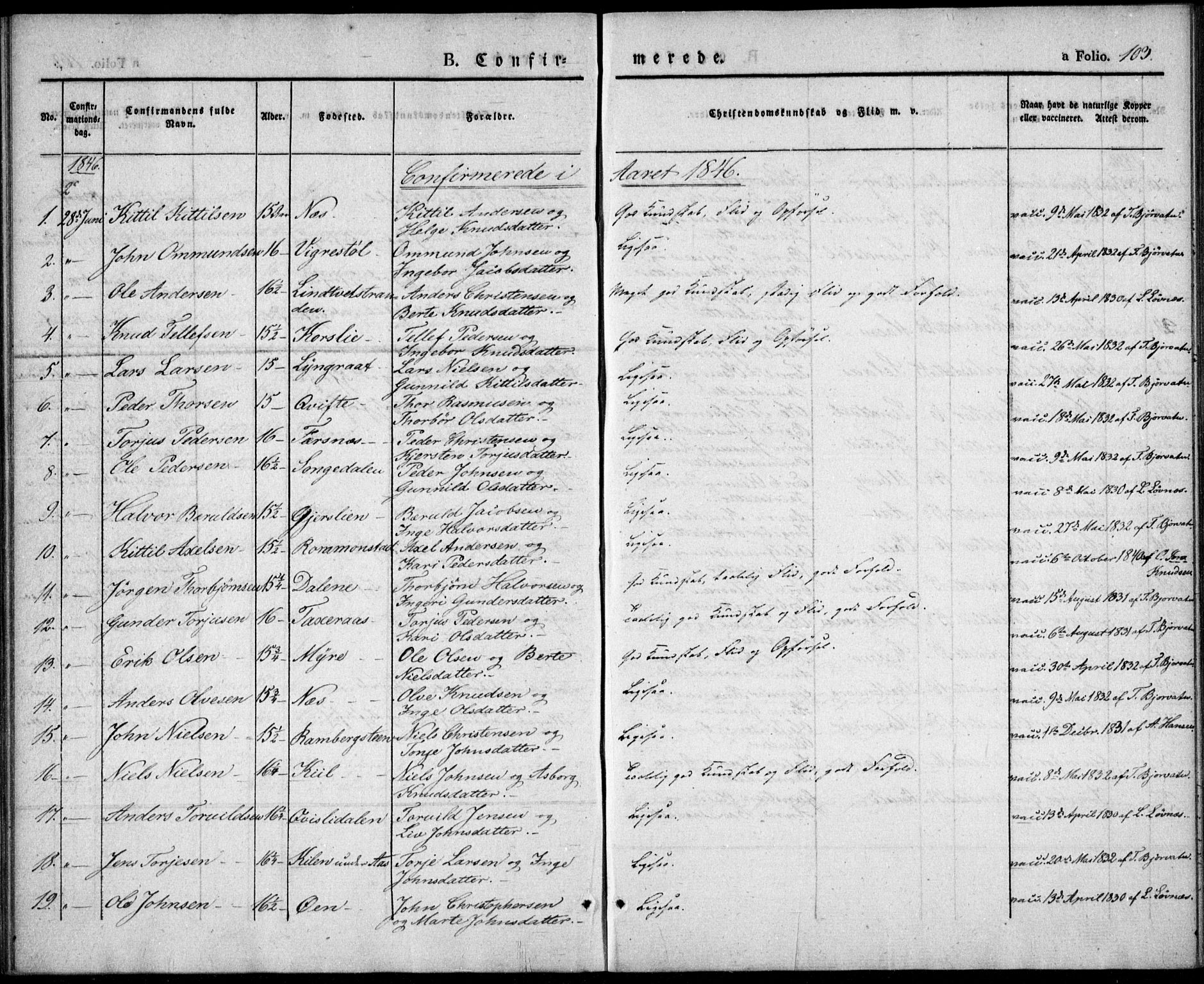 Gjerstad sokneprestkontor, SAK/1111-0014/F/Fa/Fab/L0002: Parish register (official) no. A 2, 1835-1852, p. 103