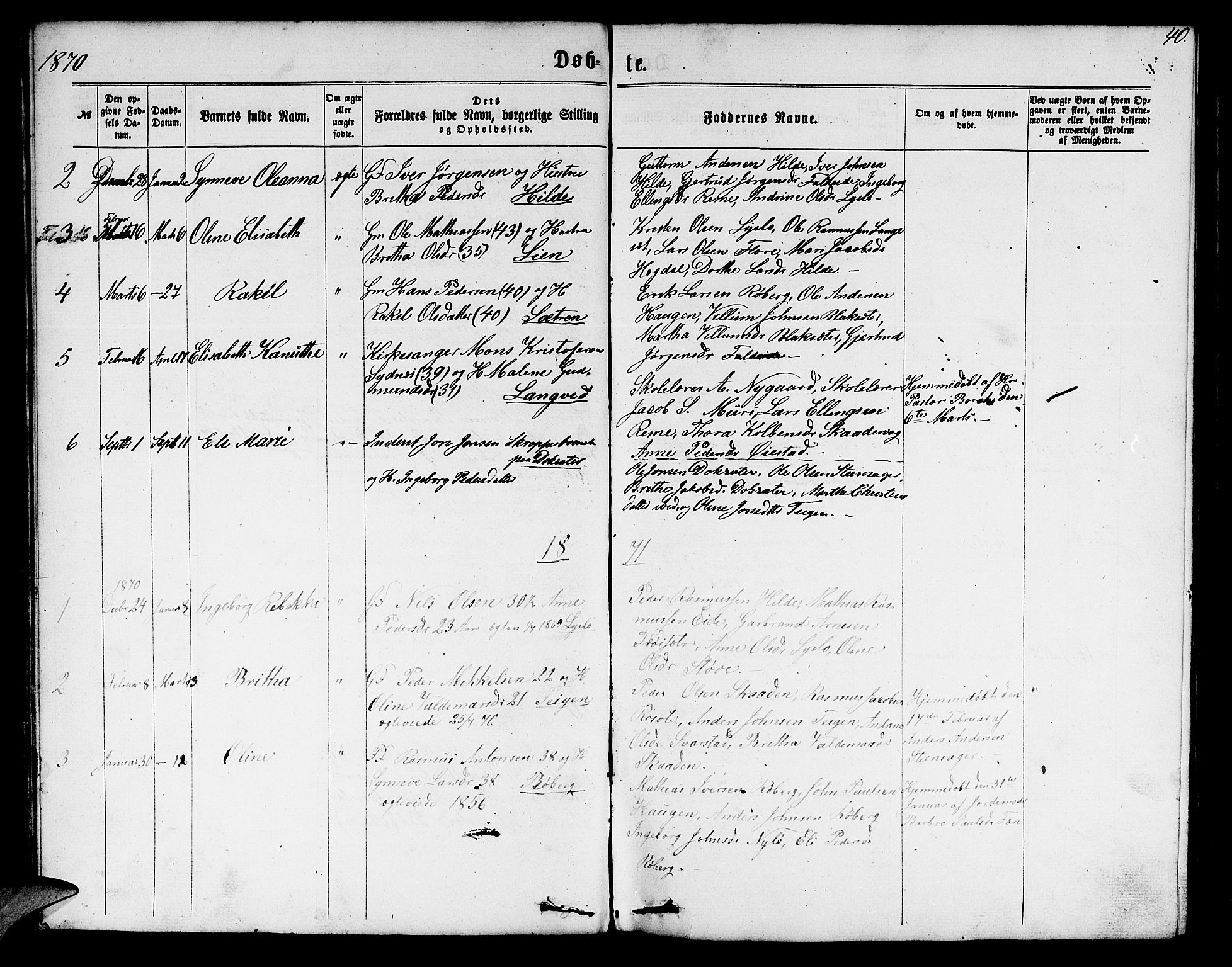 Innvik sokneprestembete, AV/SAB-A-80501: Parish register (copy) no. A 2, 1864-1885, p. 40