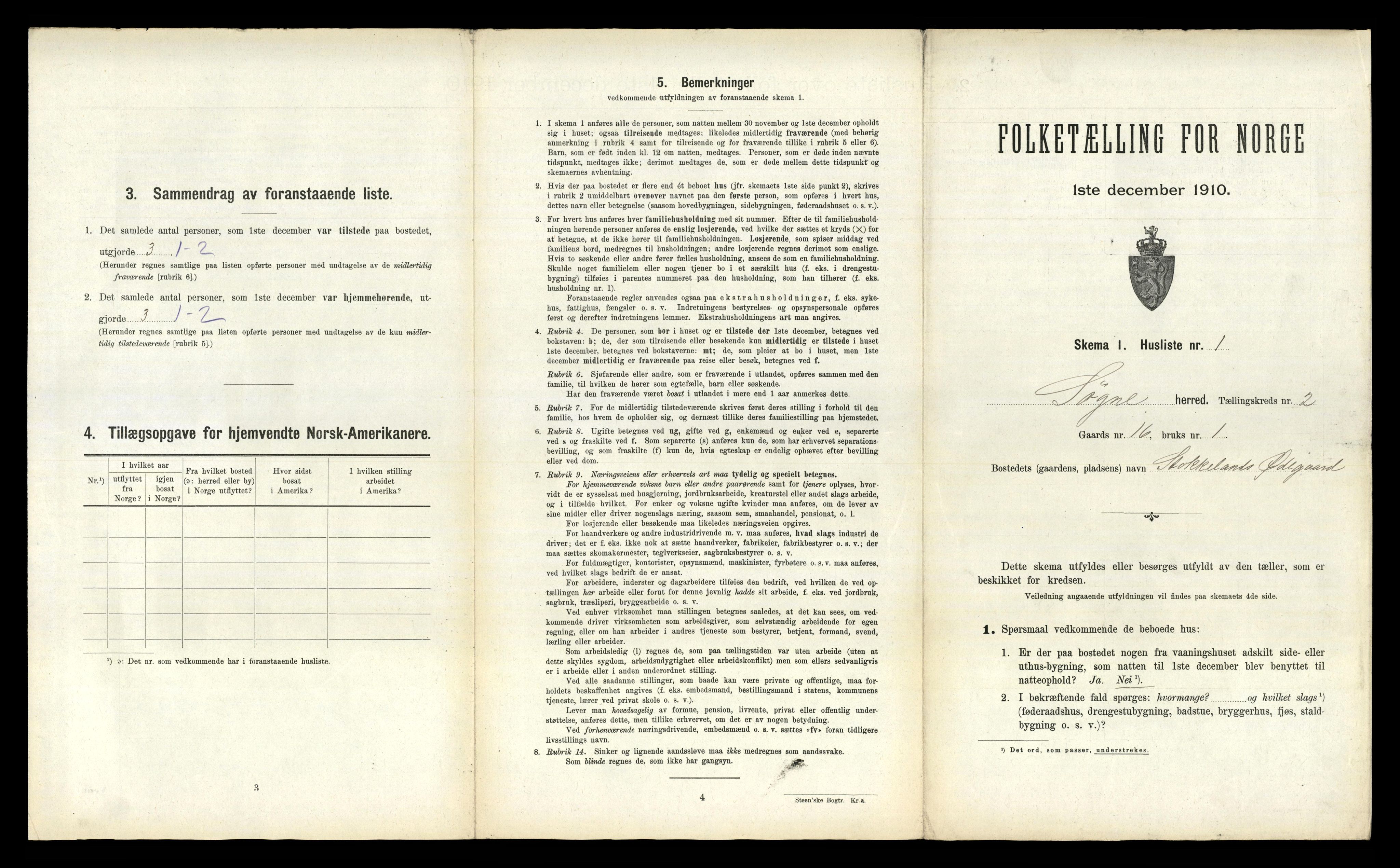 RA, 1910 census for Søgne, 1910, p. 92