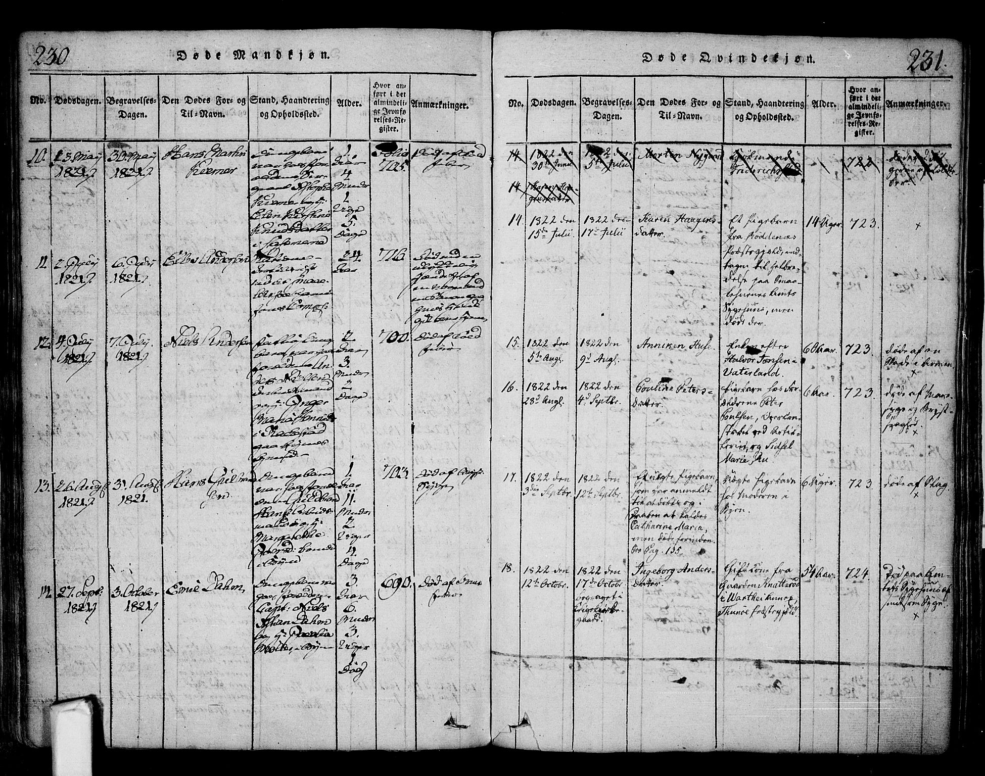 Fredrikstad prestekontor Kirkebøker, SAO/A-11082/F/Fa/L0004: Parish register (official) no. 4, 1816-1834, p. 230-231