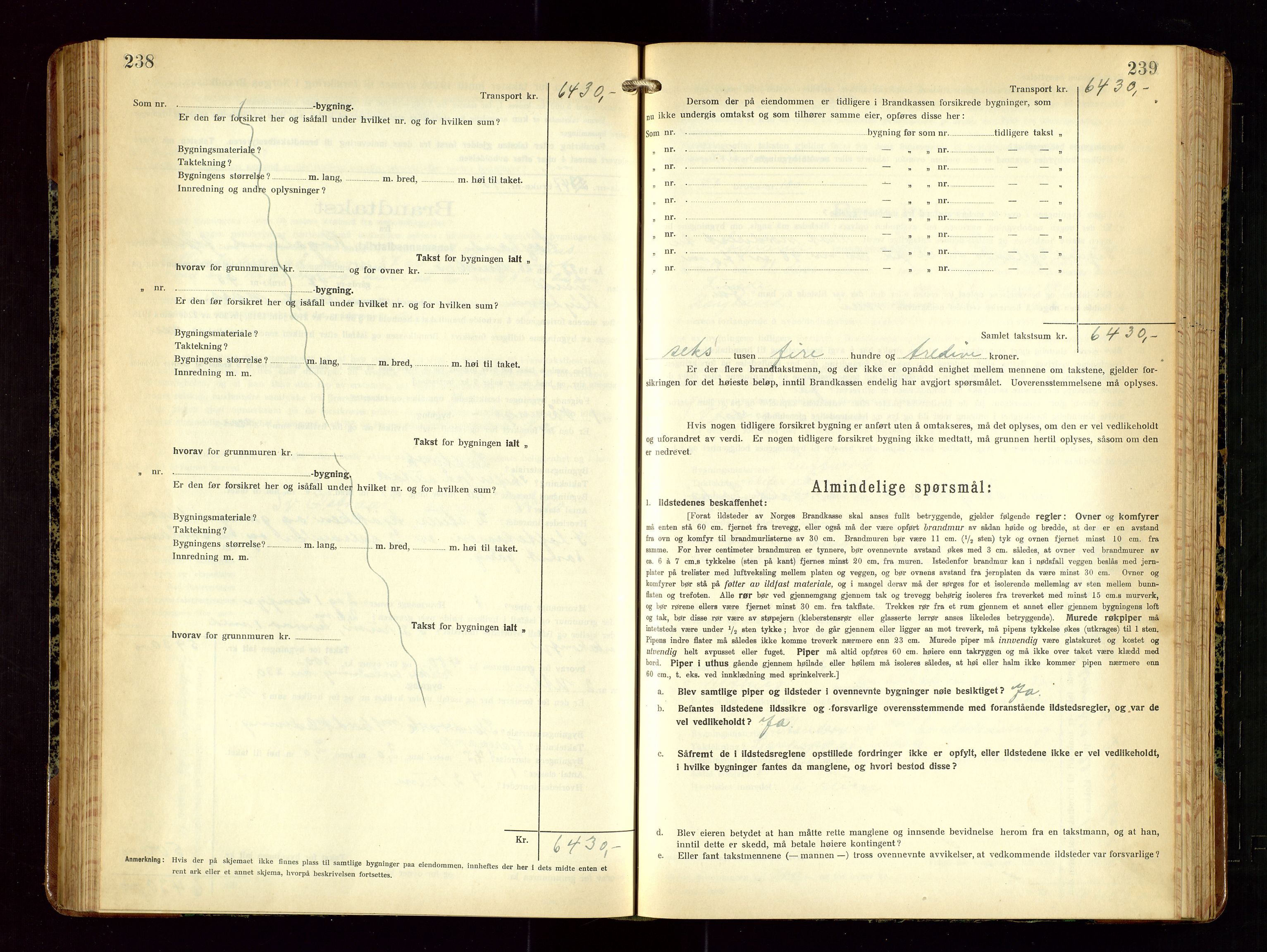 Høyland/Sandnes lensmannskontor, AV/SAST-A-100166/Gob/L0004: "Brandtakstprotokol", 1924-1933, p. 238-239