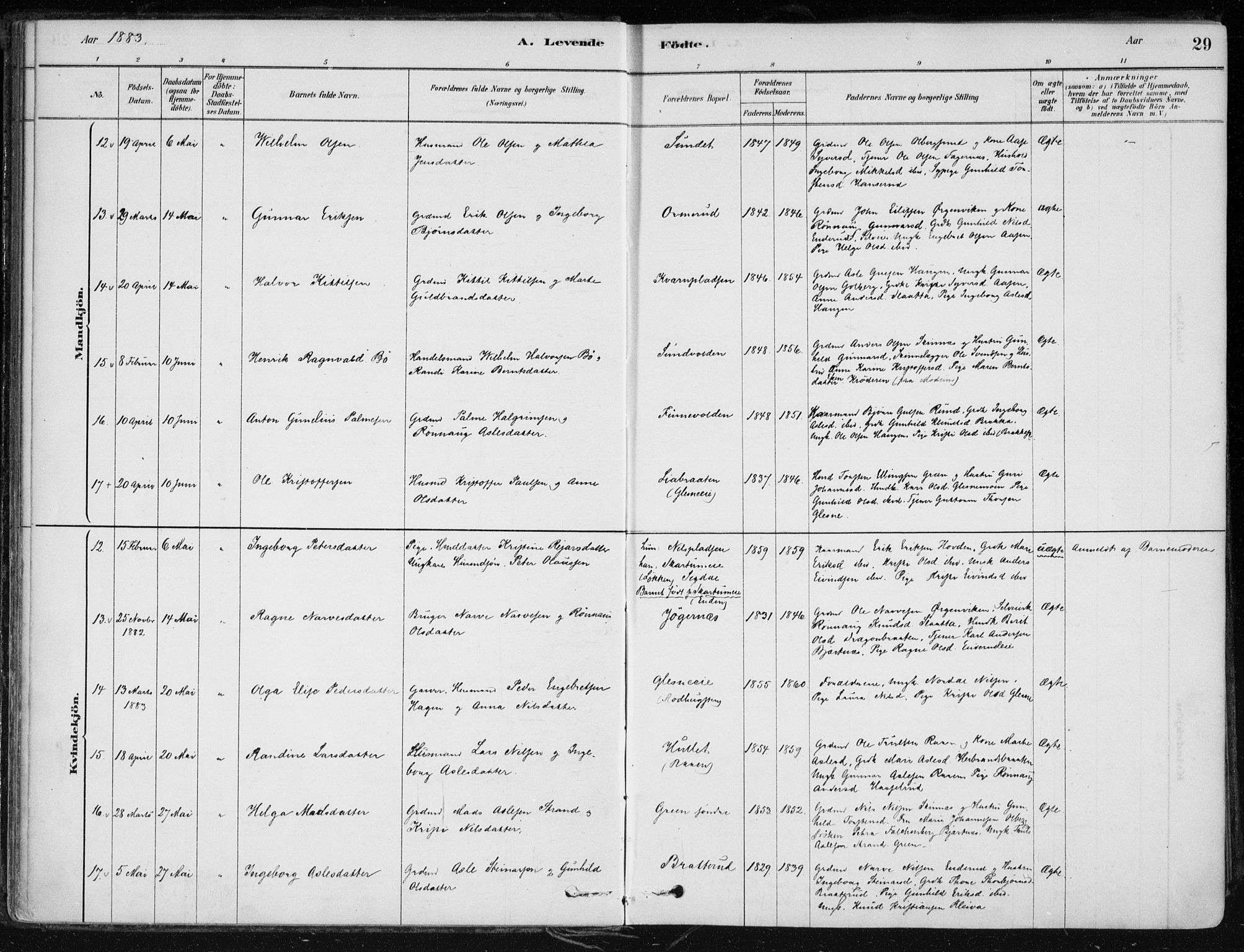 Krødsherad kirkebøker, SAKO/A-19/F/Fa/L0005: Parish register (official) no. 5, 1879-1888, p. 29
