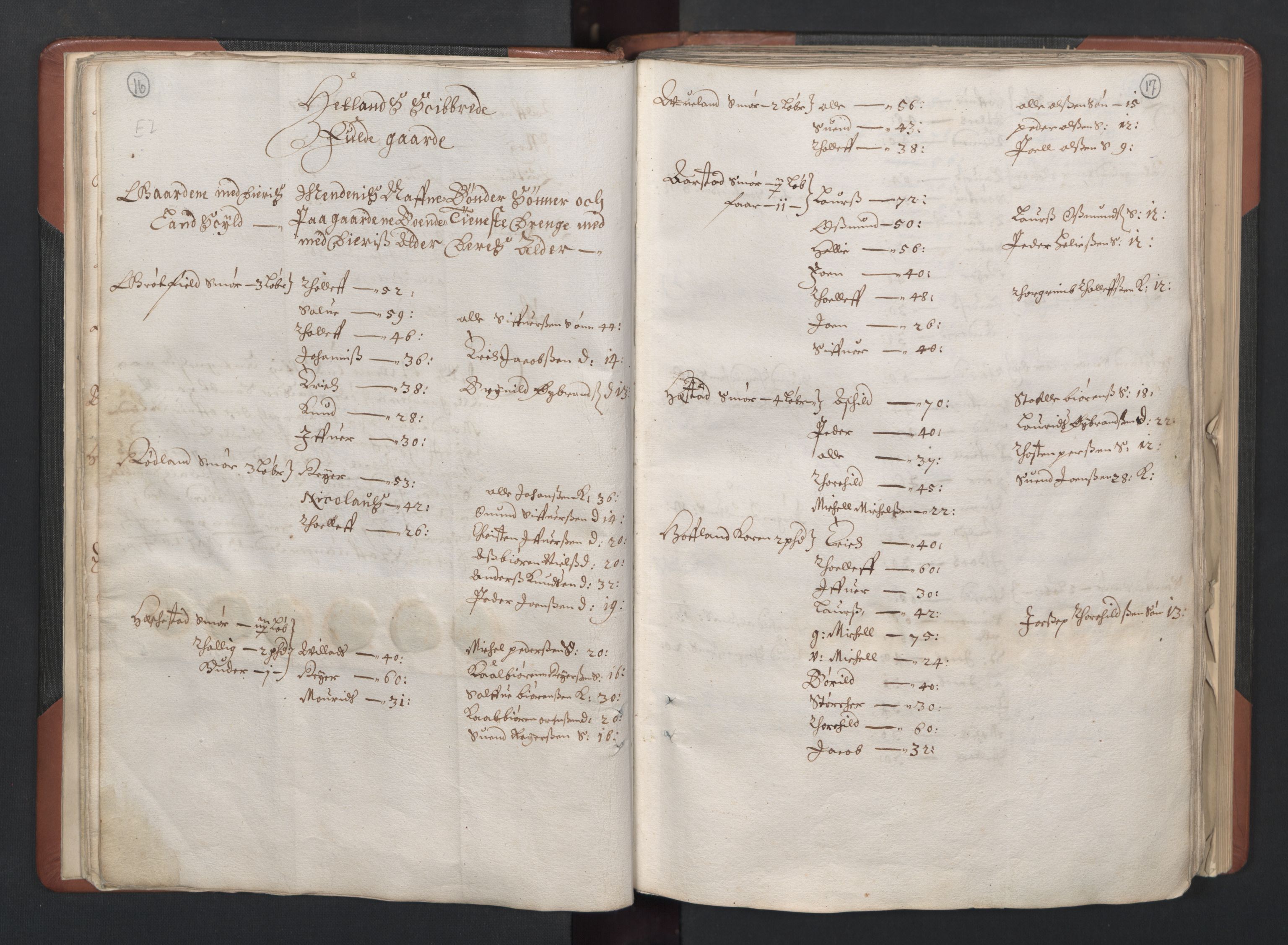 RA, Bailiff's Census 1664-1666, no. 11: Jæren and Dalane fogderi, 1664, p. 16-17