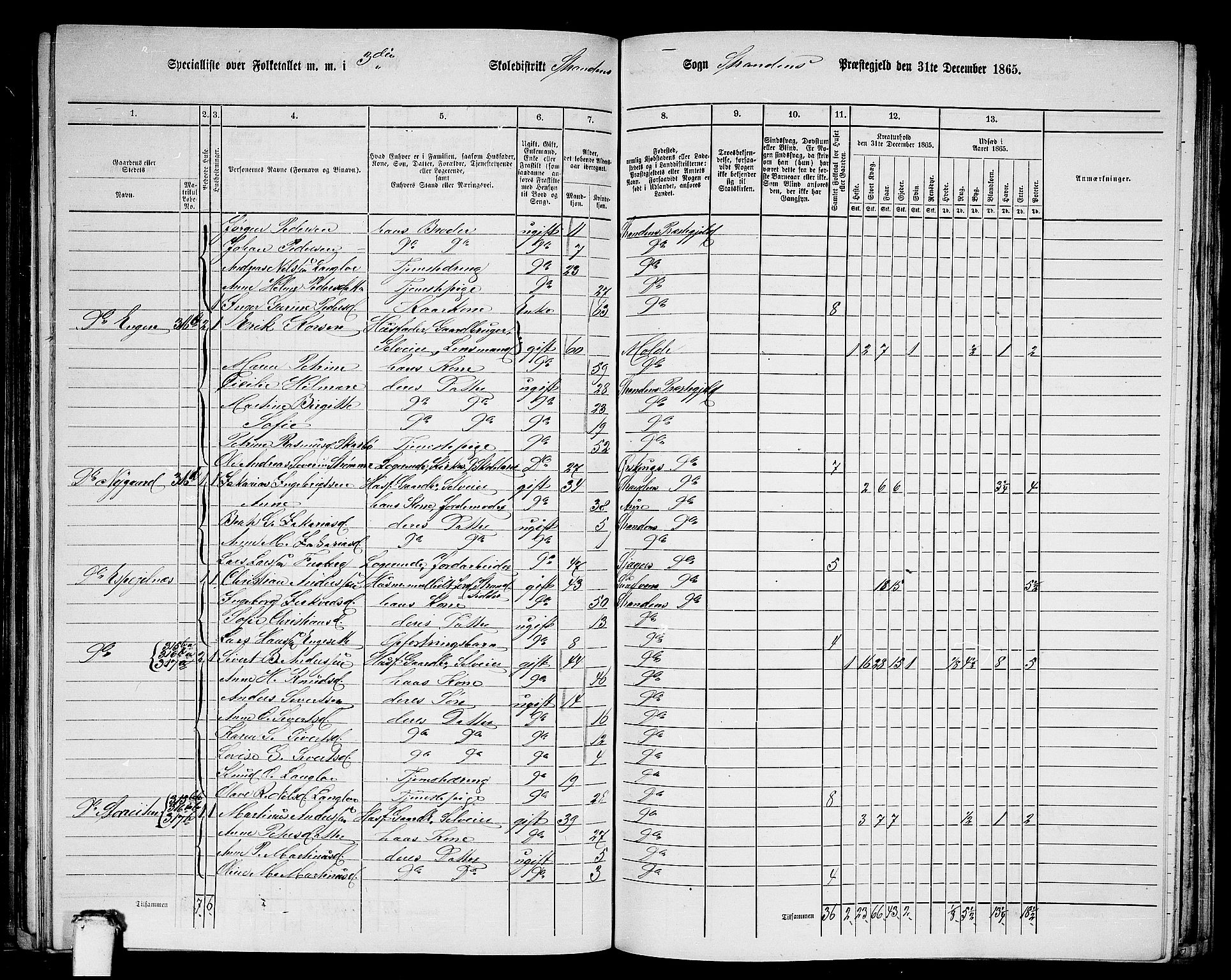 RA, 1865 census for Stranda, 1865, p. 48