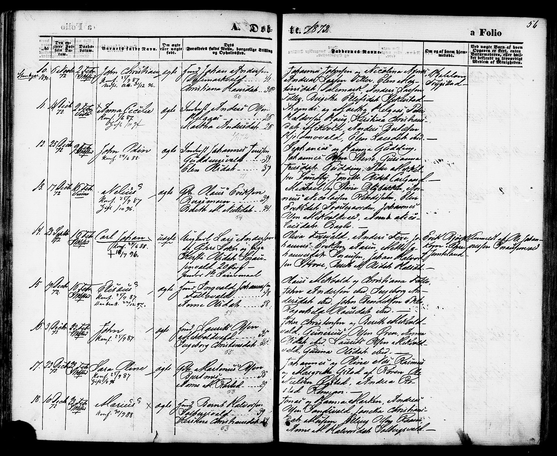 Ministerialprotokoller, klokkerbøker og fødselsregistre - Nord-Trøndelag, SAT/A-1458/723/L0242: Parish register (official) no. 723A11, 1870-1880, p. 56