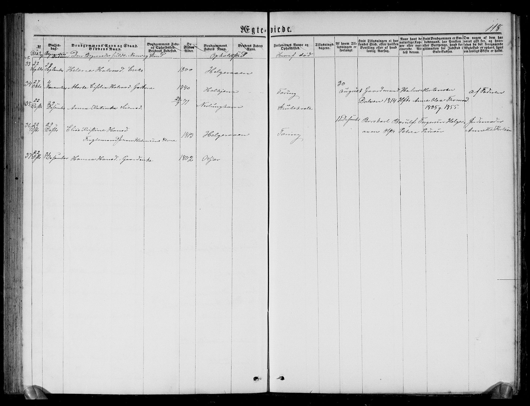 Brunlanes kirkebøker, SAKO/A-342/G/Gb/L0001: Parish register (copy) no. II 1, 1866-1877, p. 118
