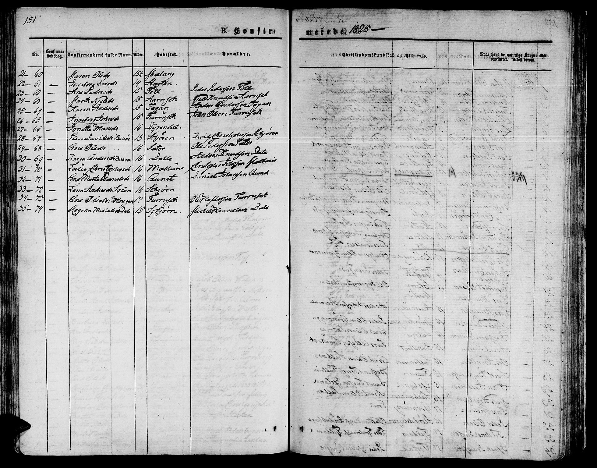 Ministerialprotokoller, klokkerbøker og fødselsregistre - Sør-Trøndelag, SAT/A-1456/646/L0609: Parish register (official) no. 646A07, 1826-1838, p. 151