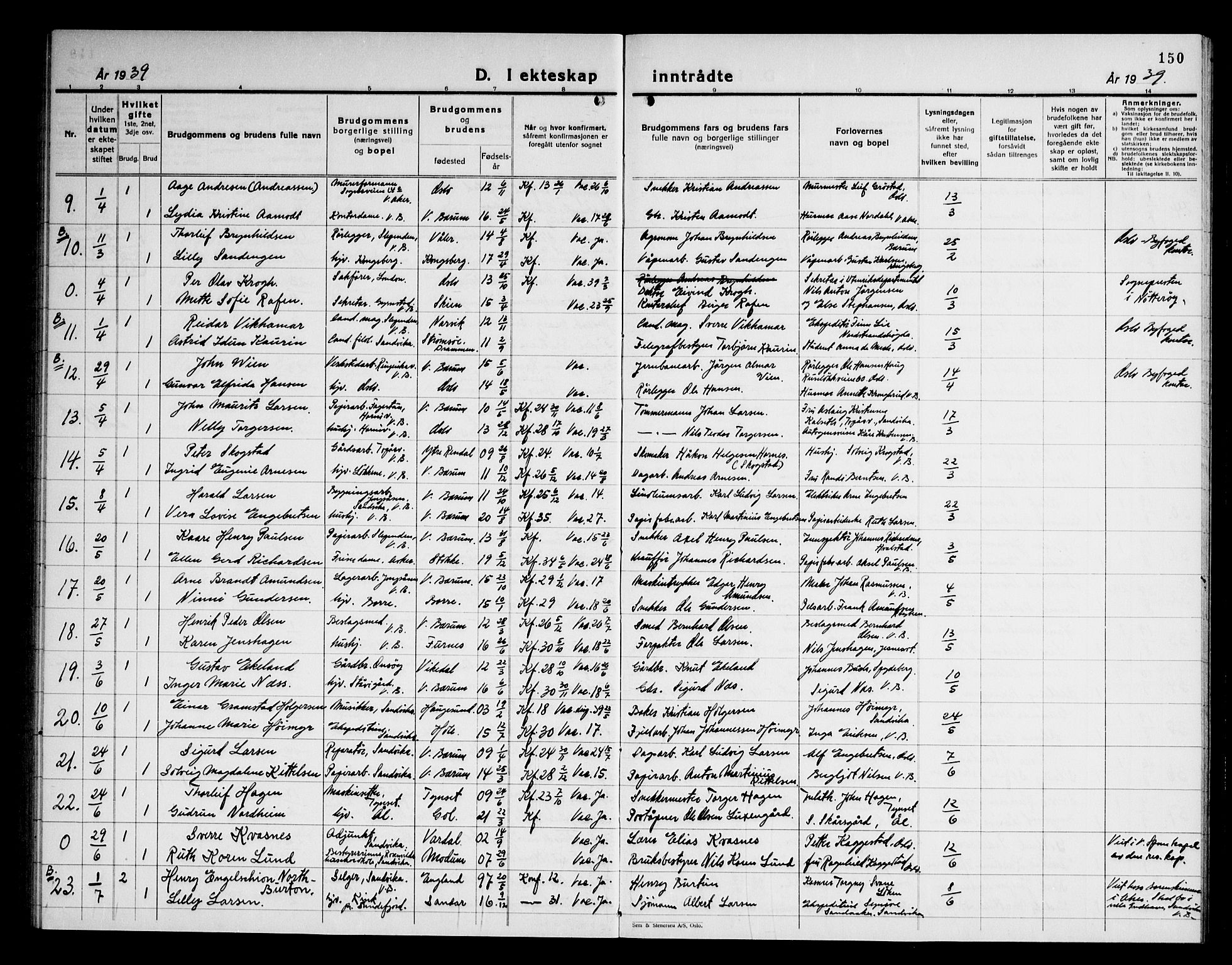 Vestre Bærum prestekontor Kirkebøker, AV/SAO-A-10209a/G/L0002: Parish register (copy) no. 2, 1931-1947, p. 150