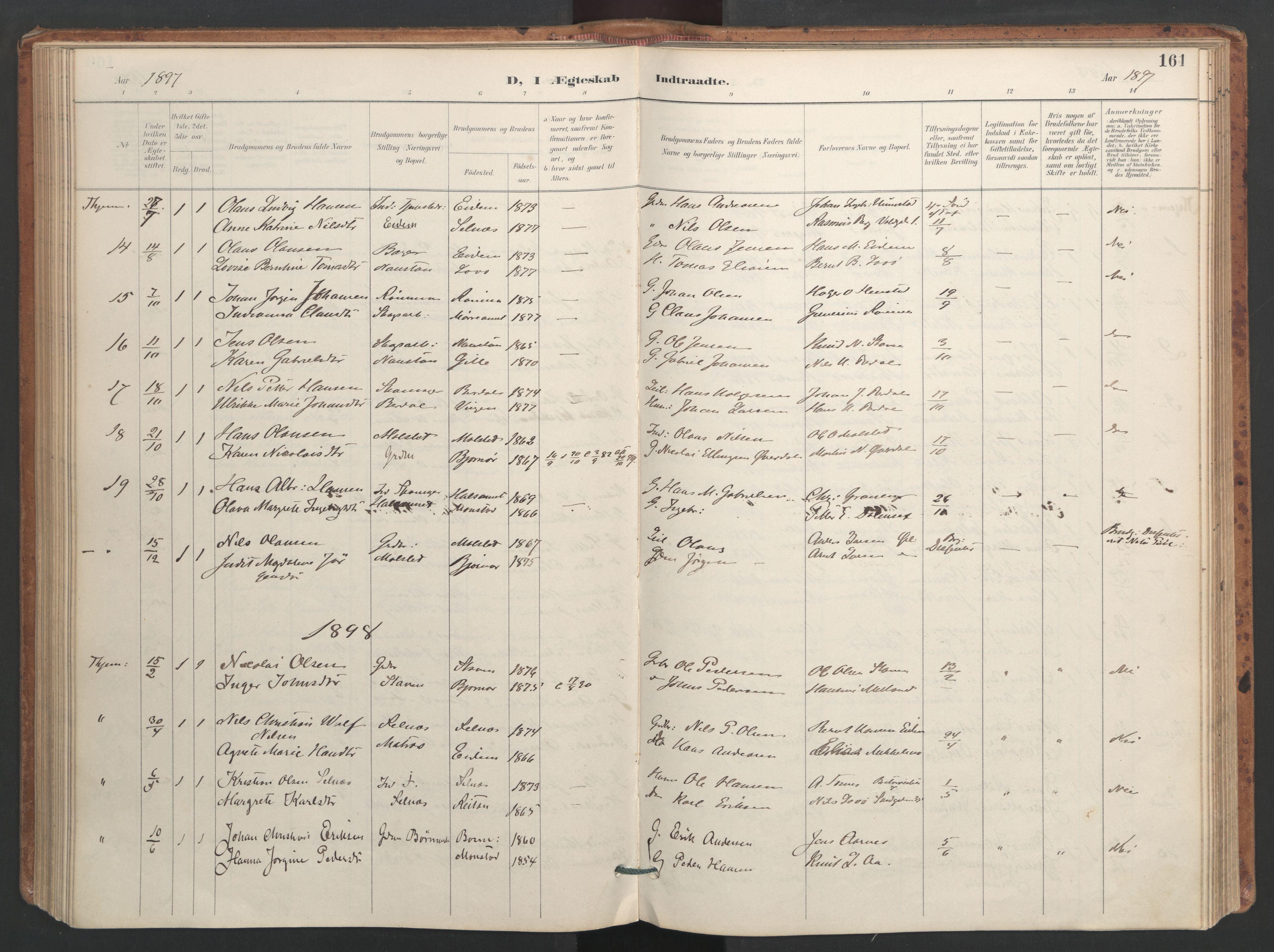 Ministerialprotokoller, klokkerbøker og fødselsregistre - Sør-Trøndelag, SAT/A-1456/655/L0681: Parish register (official) no. 655A10, 1895-1907, p. 161