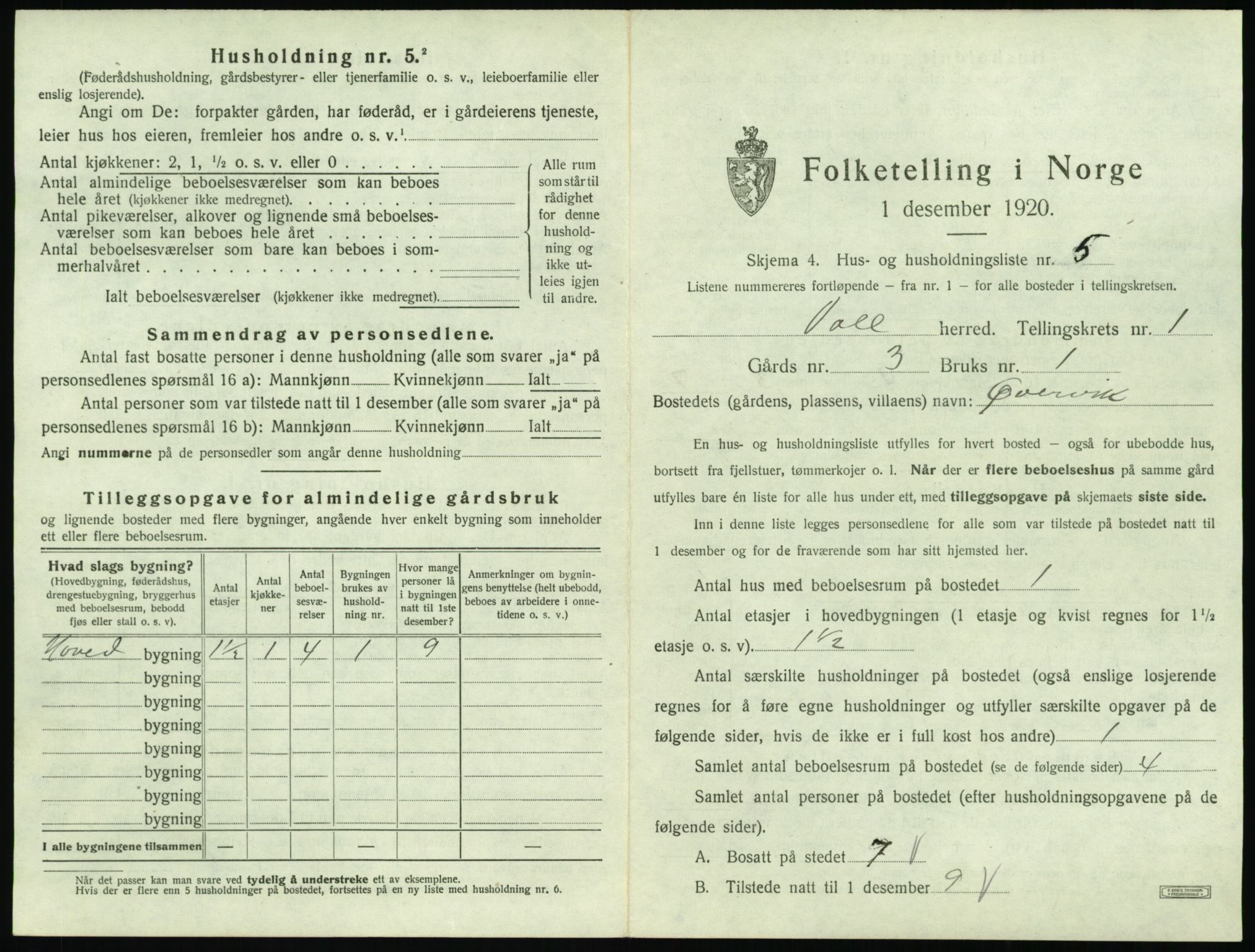 SAT, 1920 census for Voll, 1920, p. 31