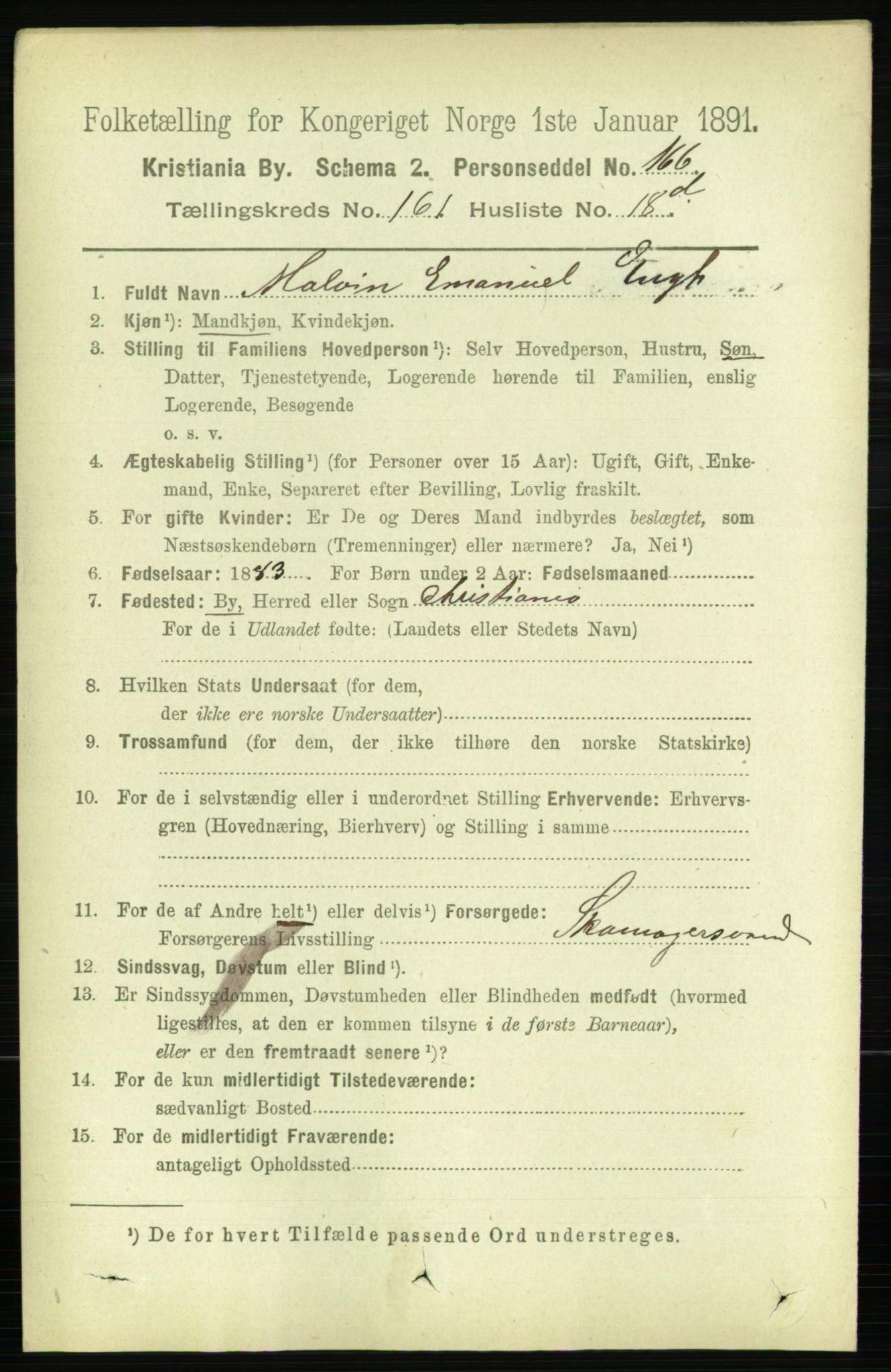 RA, 1891 census for 0301 Kristiania, 1891, p. 92119