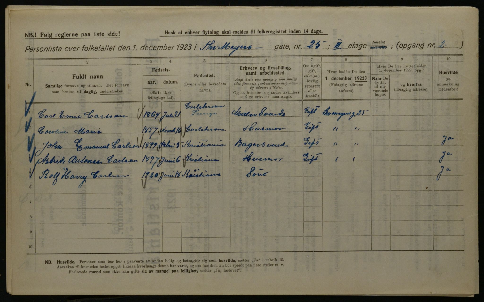 OBA, Municipal Census 1923 for Kristiania, 1923, p. 121484