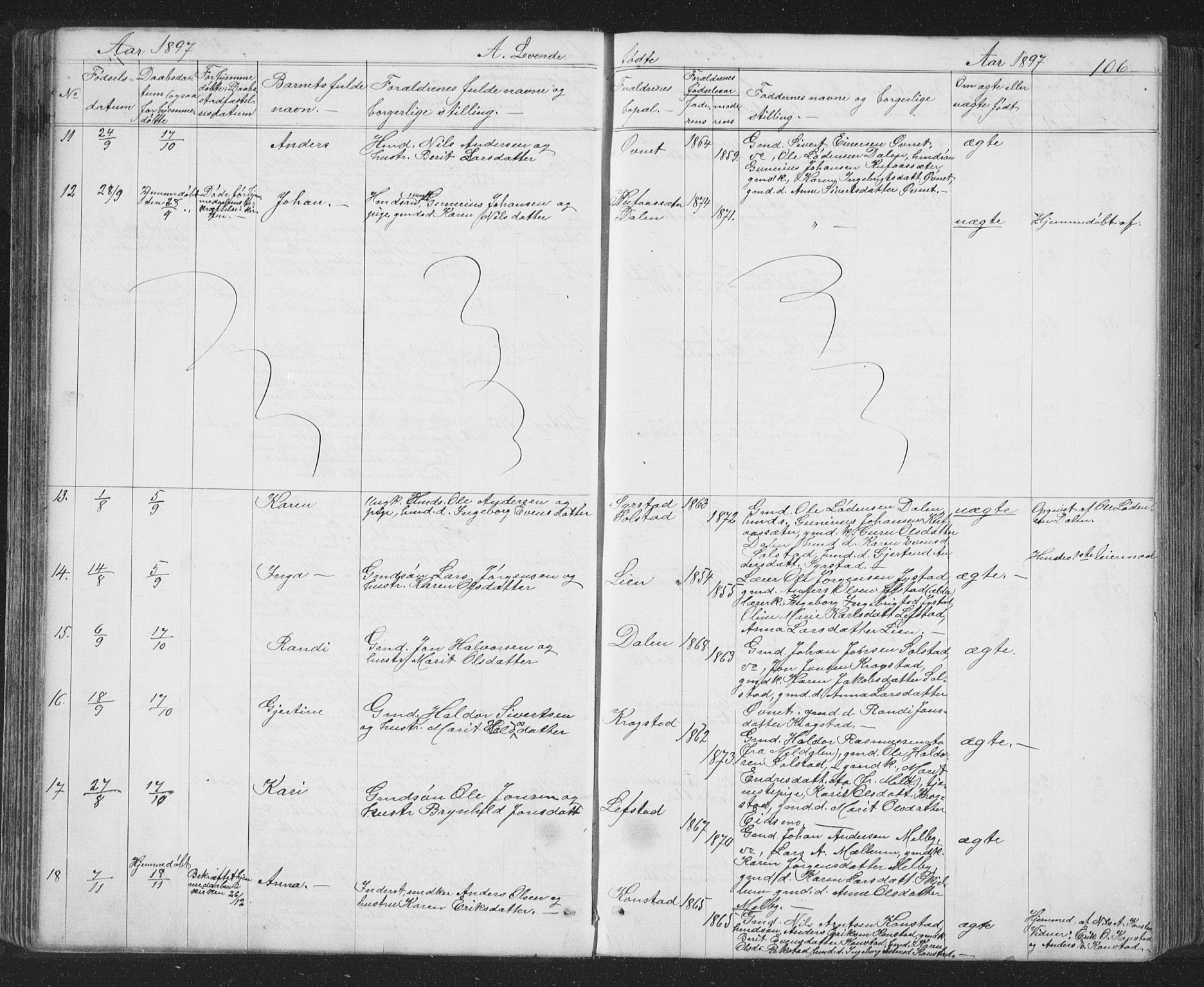 Ministerialprotokoller, klokkerbøker og fødselsregistre - Sør-Trøndelag, AV/SAT-A-1456/667/L0798: Parish register (copy) no. 667C03, 1867-1929, p. 106