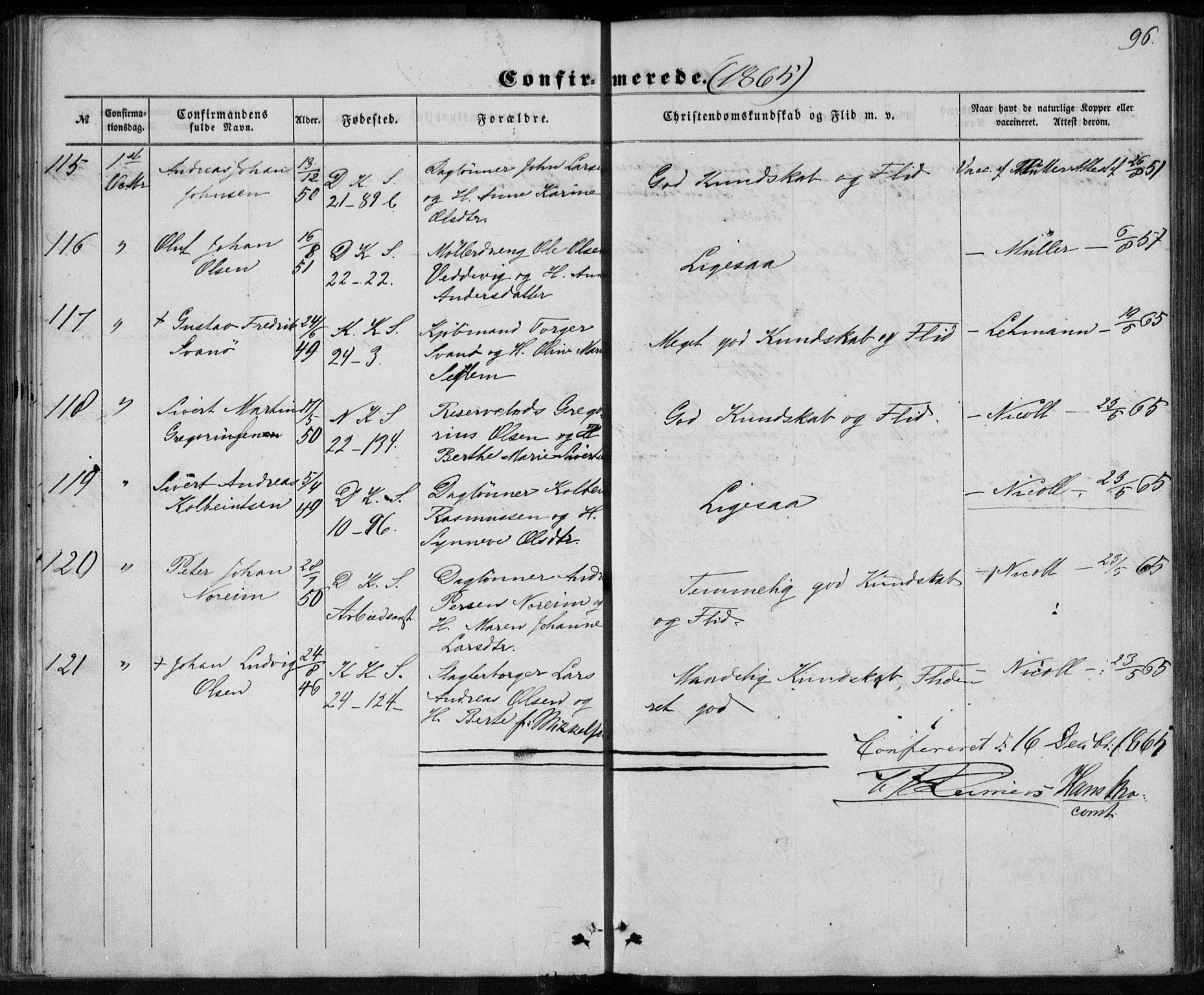 Korskirken sokneprestembete, SAB/A-76101/H/Haa/L0027: Parish register (official) no. C 3, 1854-1868, p. 96