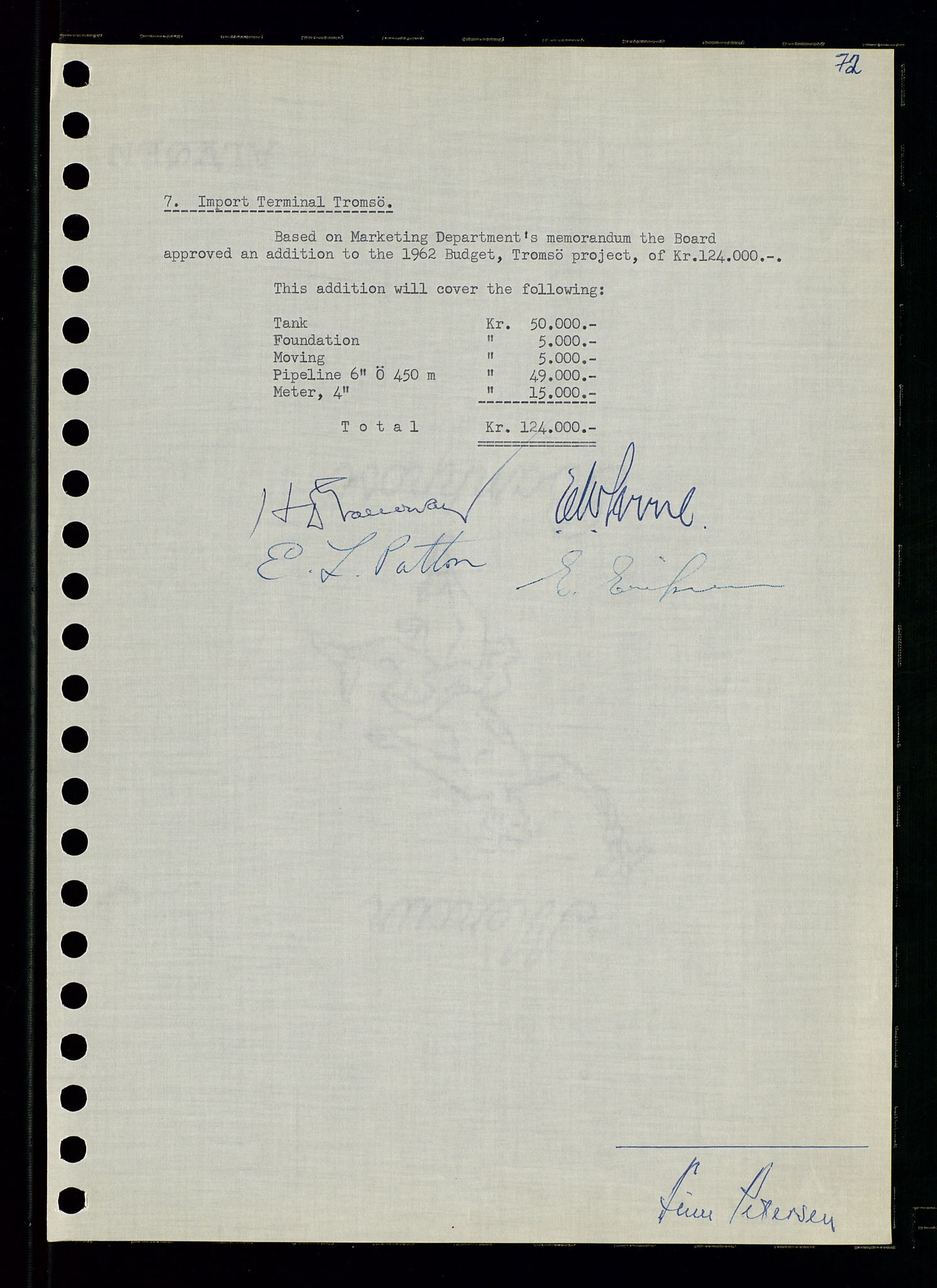 Pa 0982 - Esso Norge A/S, AV/SAST-A-100448/A/Aa/L0001/0003: Den administrerende direksjon Board minutes (styrereferater) / Den administrerende direksjon Board minutes (styrereferater), 1962, p. 72