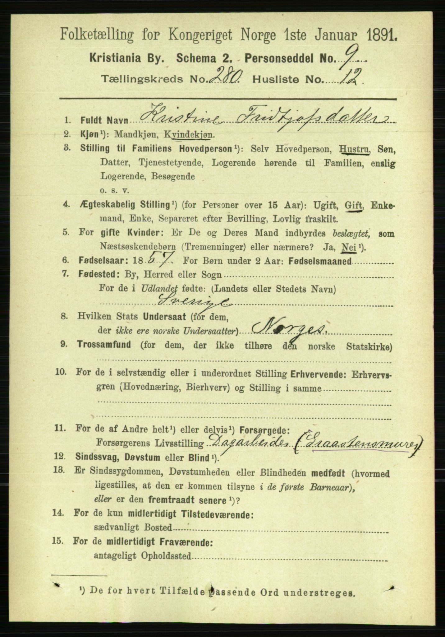 RA, 1891 census for 0301 Kristiania, 1891, p. 170393