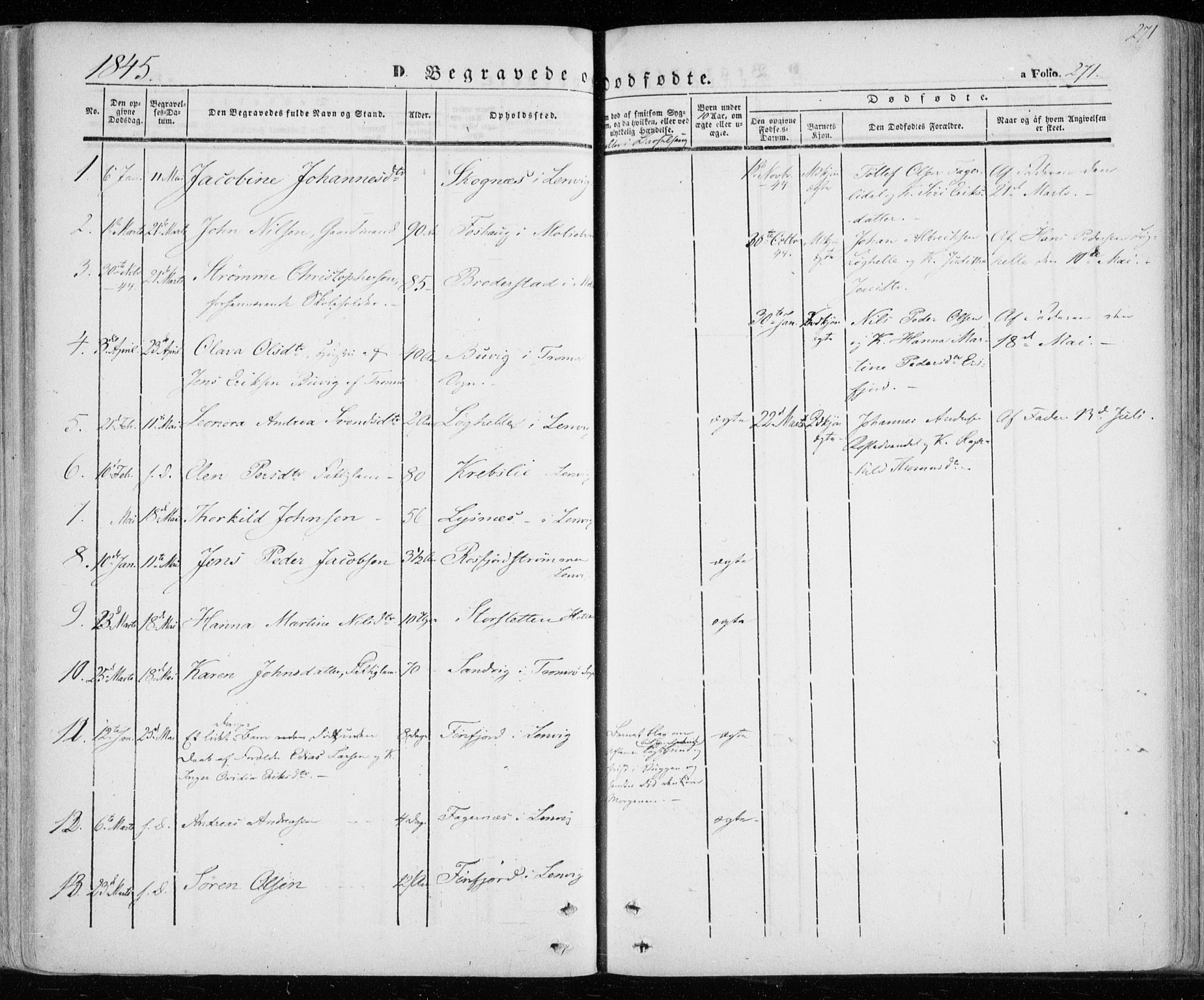 Lenvik sokneprestembete, SATØ/S-1310/H/Ha/Haa/L0006kirke: Parish register (official) no. 6, 1845-1854, p. 271