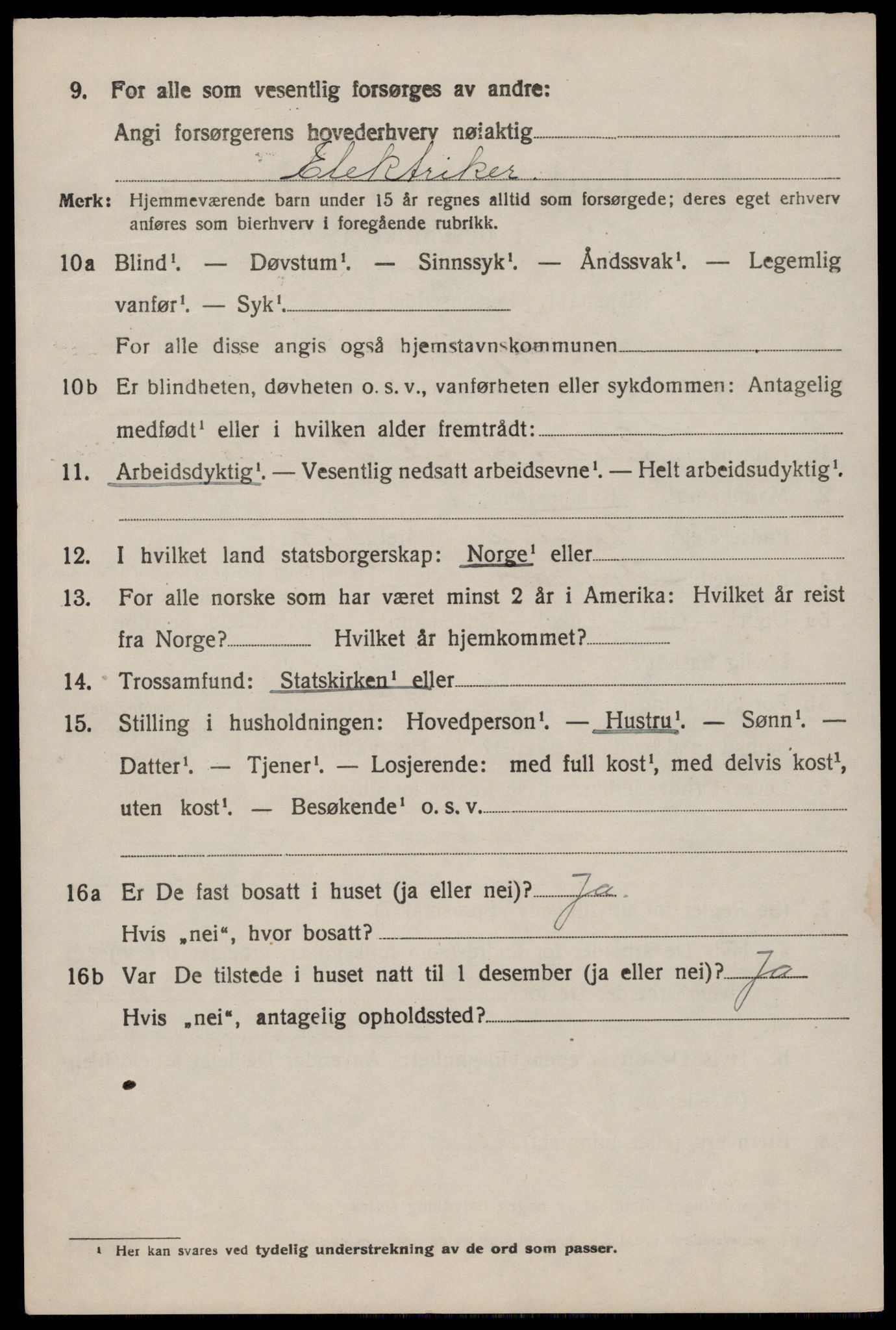 SAST, 1920 census for Sokndal, 1920, p. 3240