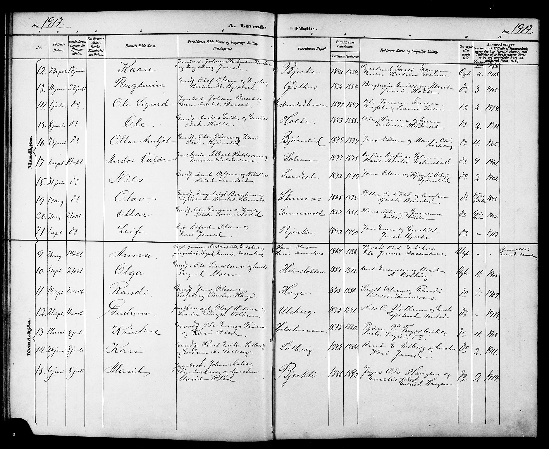 Ministerialprotokoller, klokkerbøker og fødselsregistre - Sør-Trøndelag, AV/SAT-A-1456/689/L1044: Parish register (copy) no. 689C03, 1893-1922