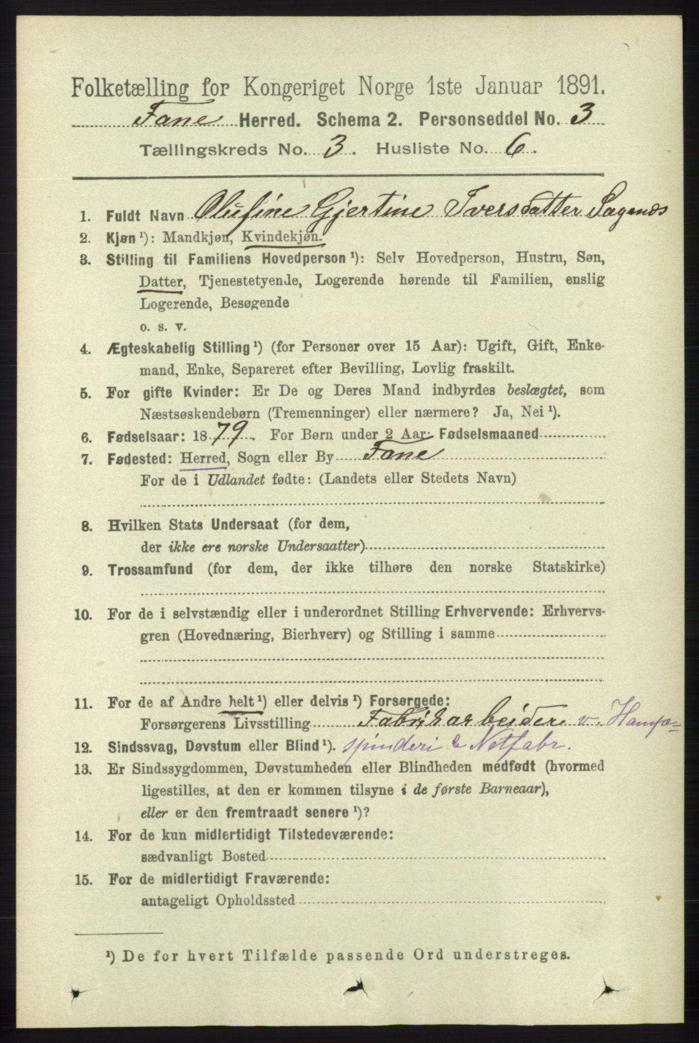 RA, 1891 census for 1249 Fana, 1891, p. 924