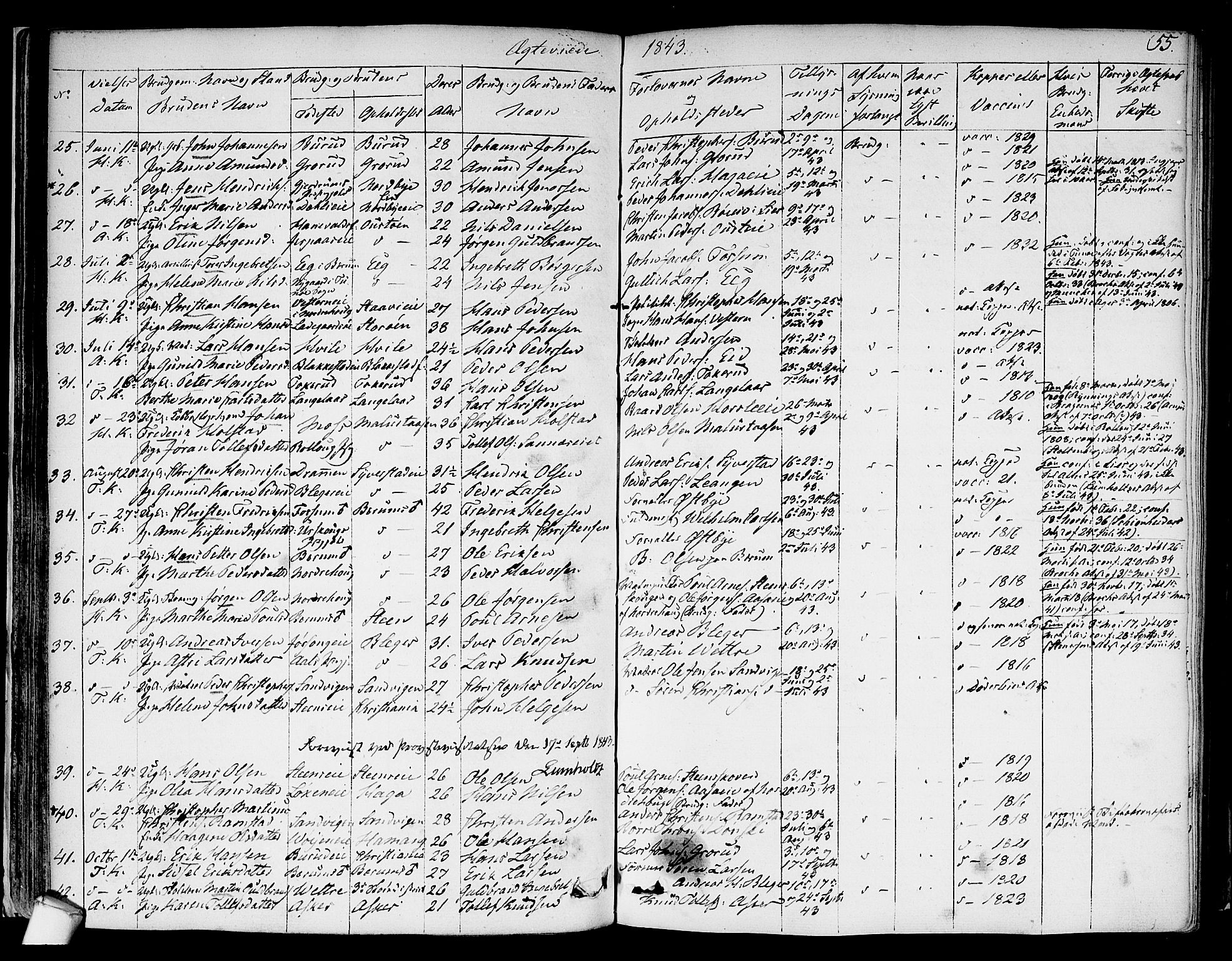 Asker prestekontor Kirkebøker, SAO/A-10256a/F/Fa/L0010: Parish register (official) no. I 10, 1825-1878, p. 55