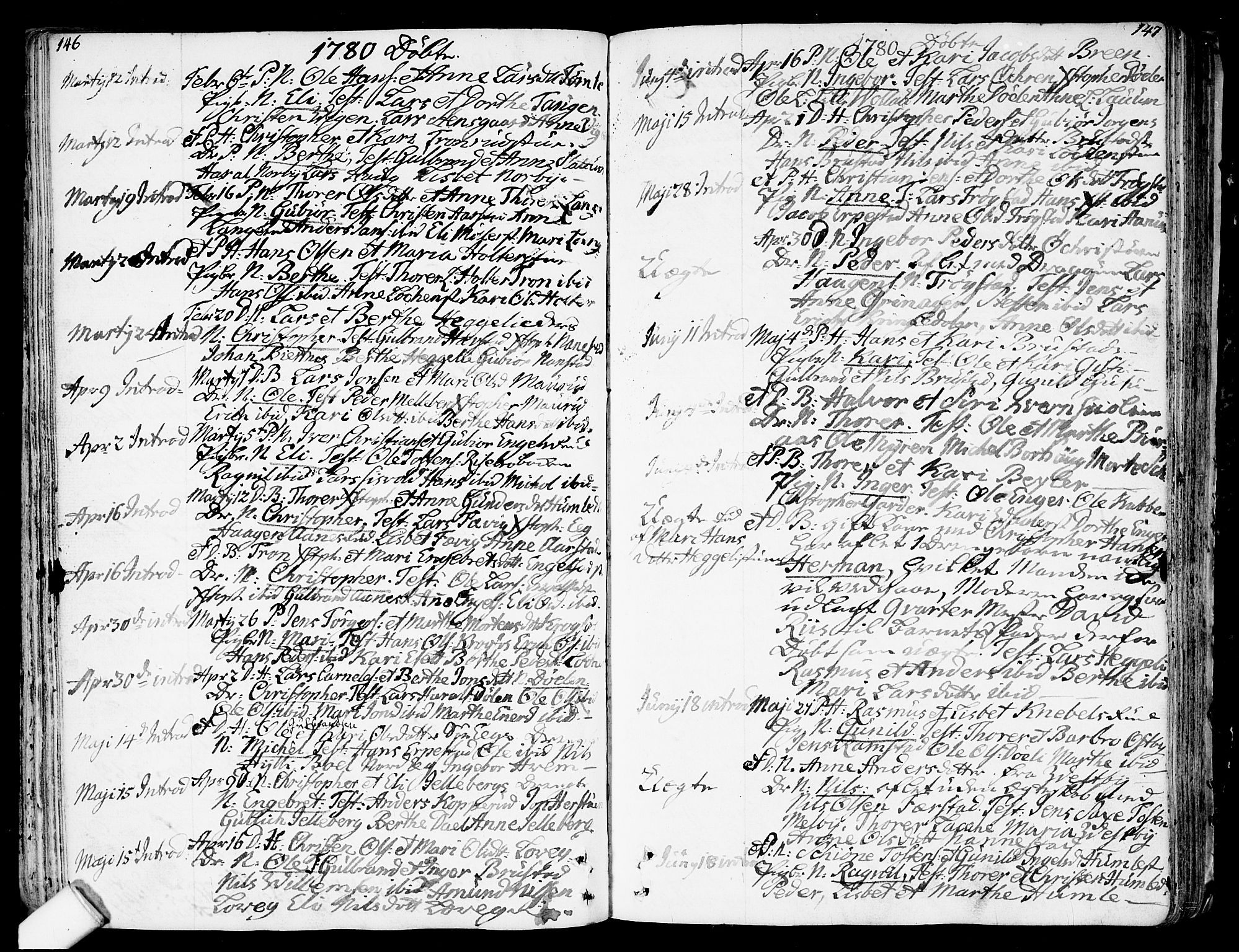 Nannestad prestekontor Kirkebøker, AV/SAO-A-10414a/F/Fa/L0007: Parish register (official) no. I 7, 1754-1791, p. 146-147