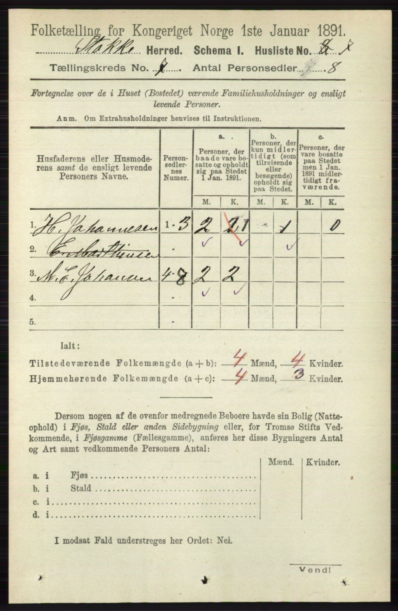 RA, 1891 census for 0720 Stokke, 1891, p. 4514