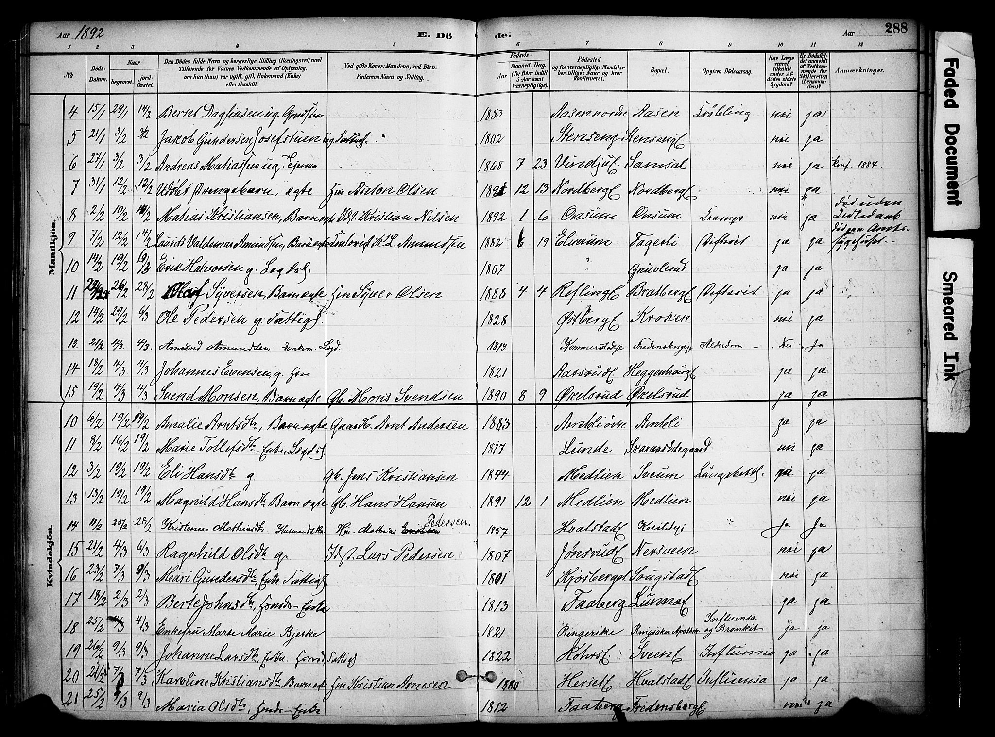 Ringsaker prestekontor, AV/SAH-PREST-014/K/Ka/L0017: Parish register (official) no. 17, 1891-1902, p. 288