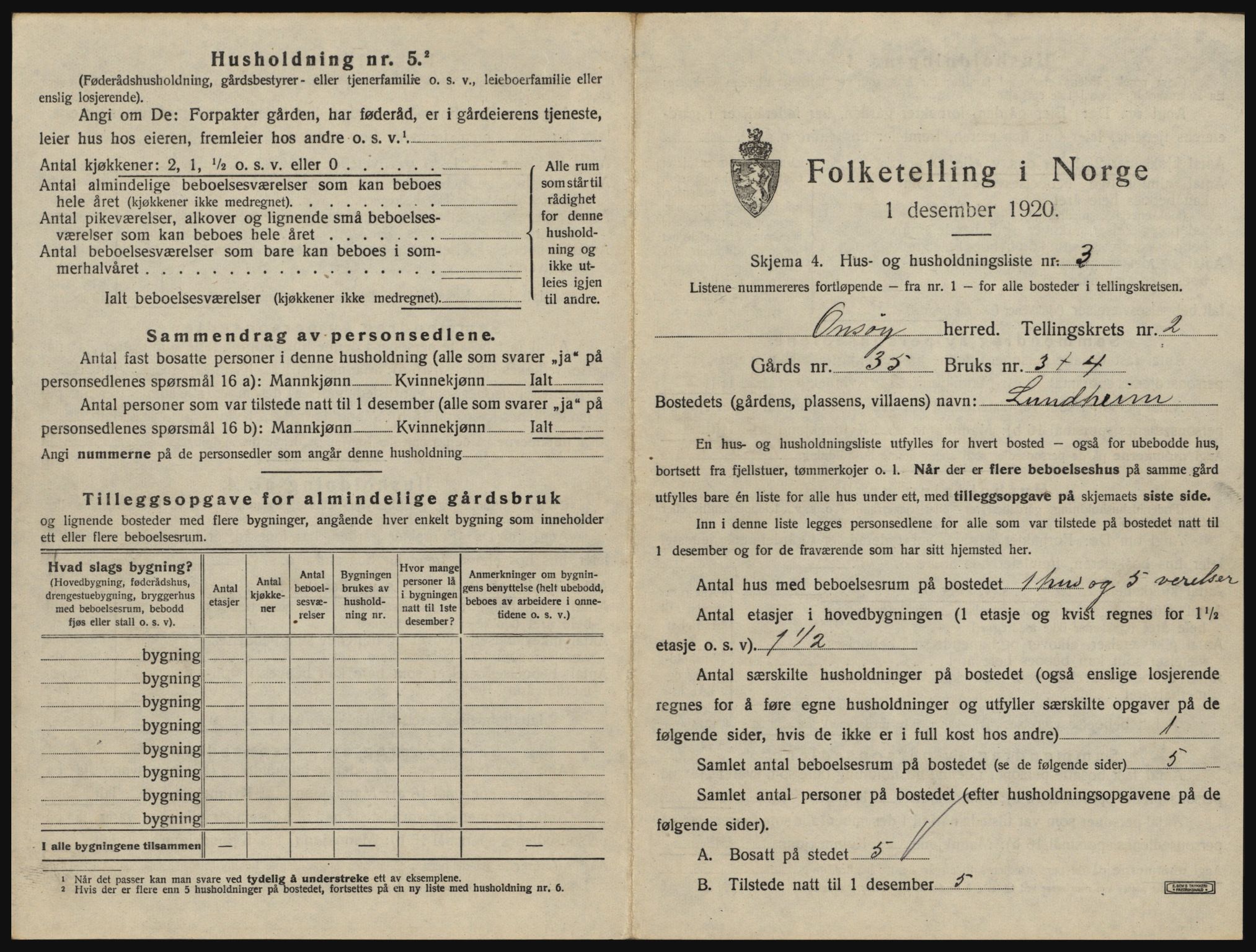 SAO, 1920 census for Onsøy, 1920, p. 170