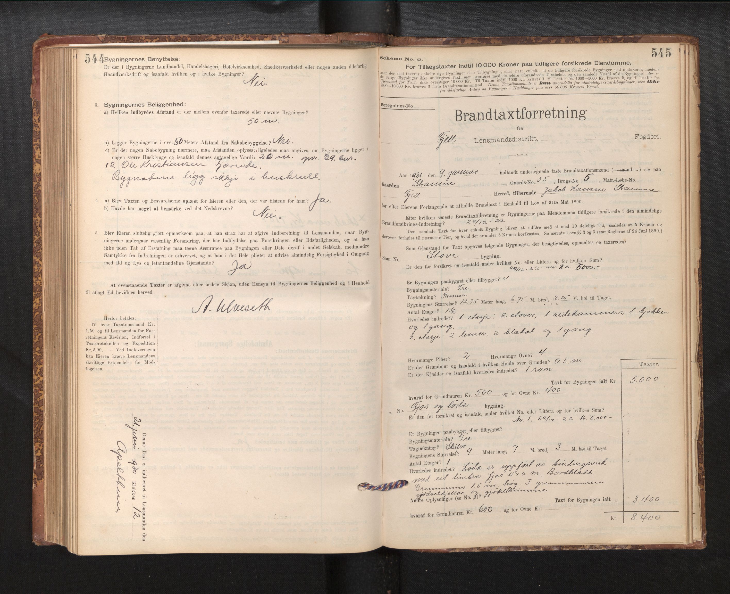 Lensmannen i Fjell, SAB/A-32301/0012/L0005: Branntakstprotokoll, skjematakst, 1895-1931, p. 544-545