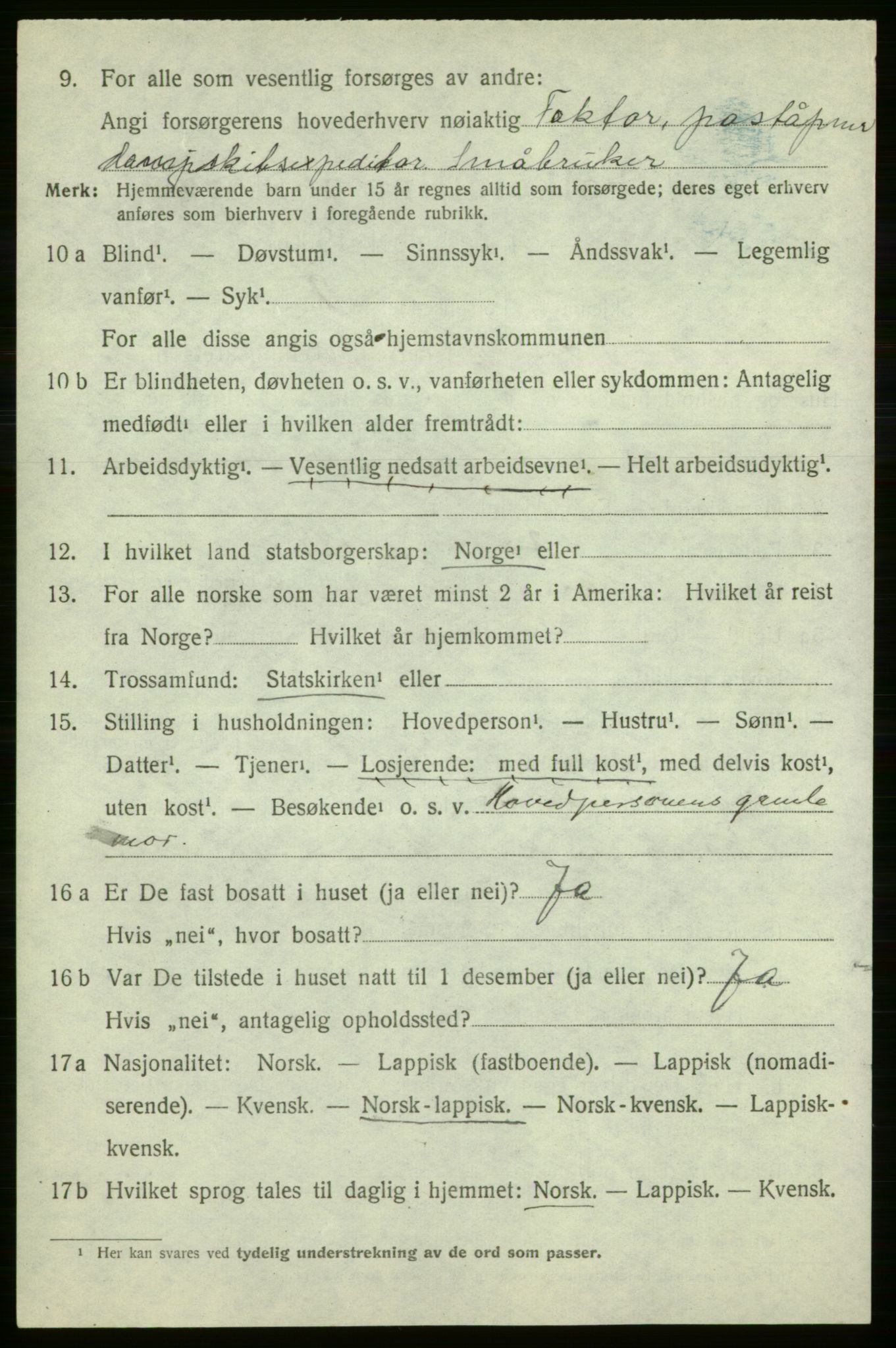 SATØ, 1920 census for Loppa, 1920, p. 903