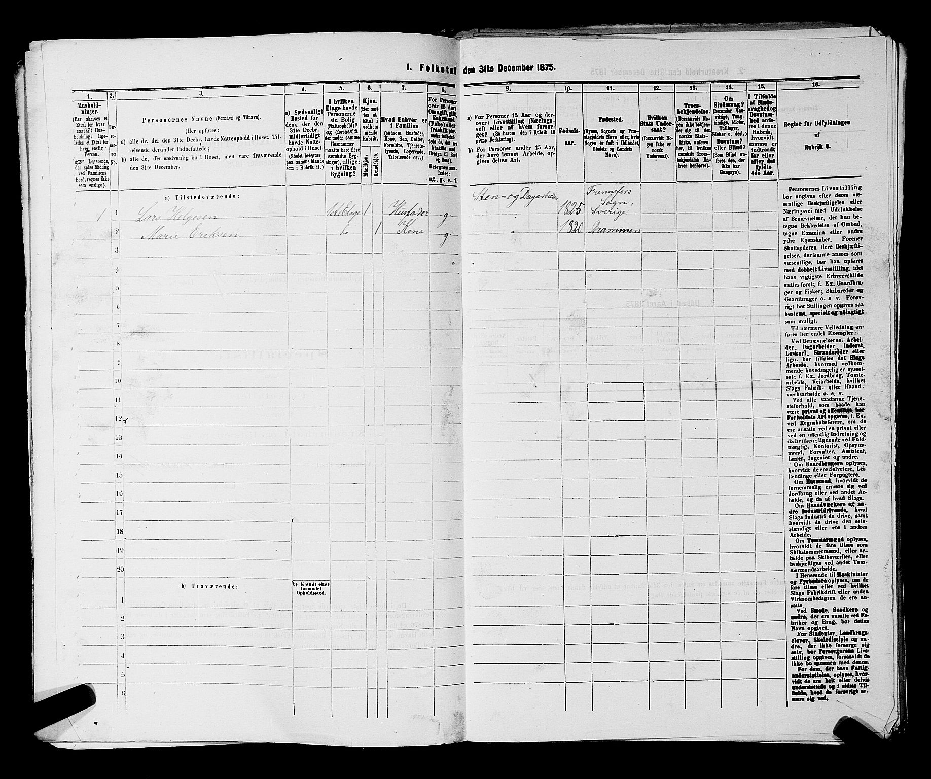 SAKO, 1875 census for 0602 Drammen, 1875, p. 3136