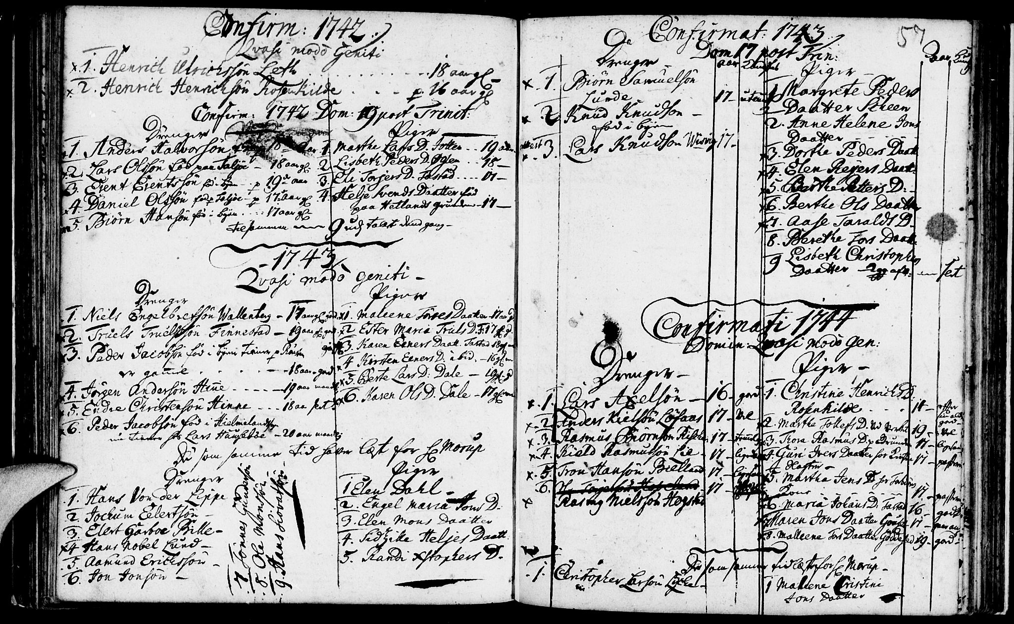Domkirken sokneprestkontor, SAST/A-101812/001/30/30BA/L0003: Parish register (official) no. A 3 /1, 1738-1760, p. 57
