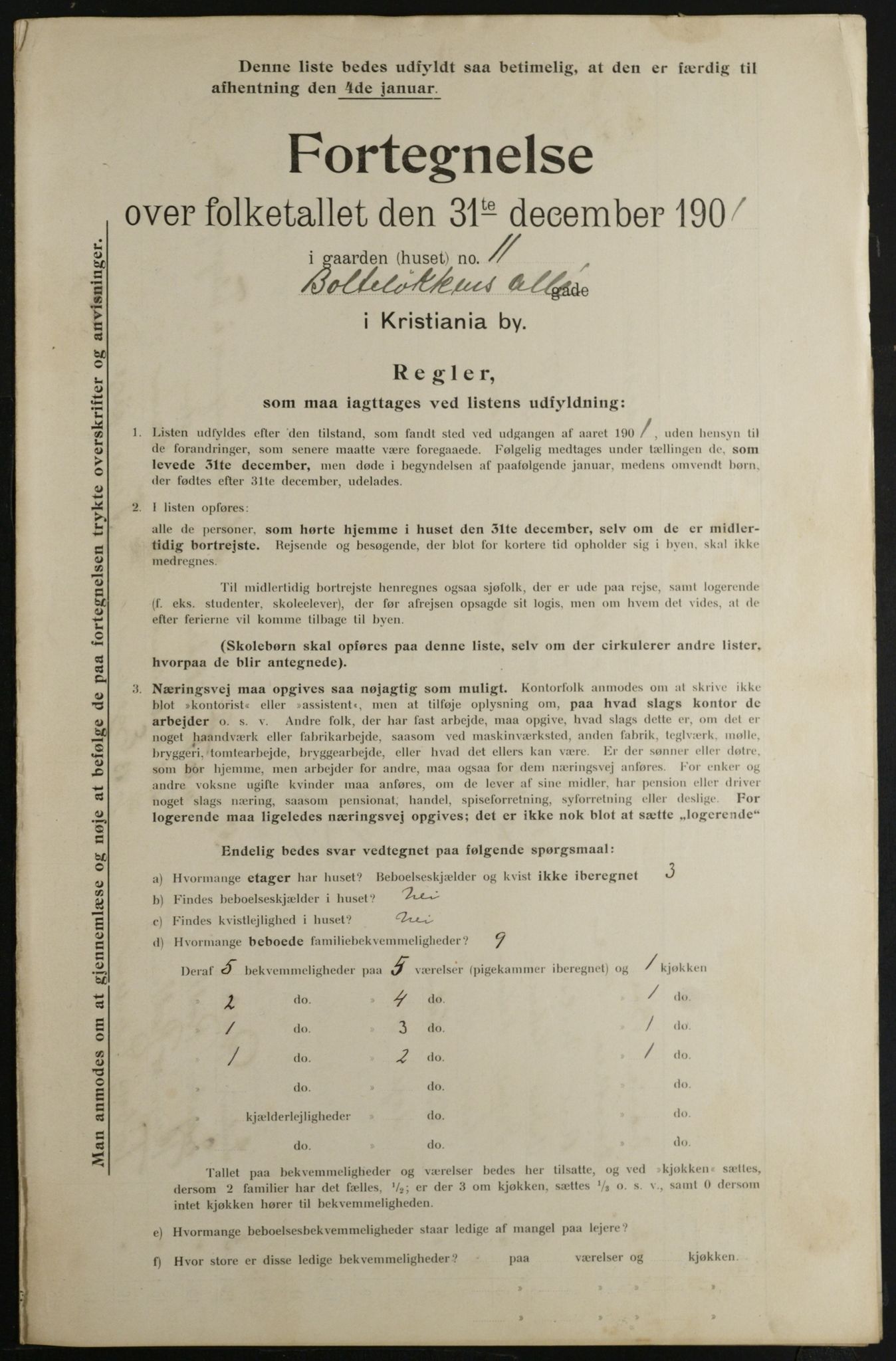 OBA, Municipal Census 1901 for Kristiania, 1901, p. 1285