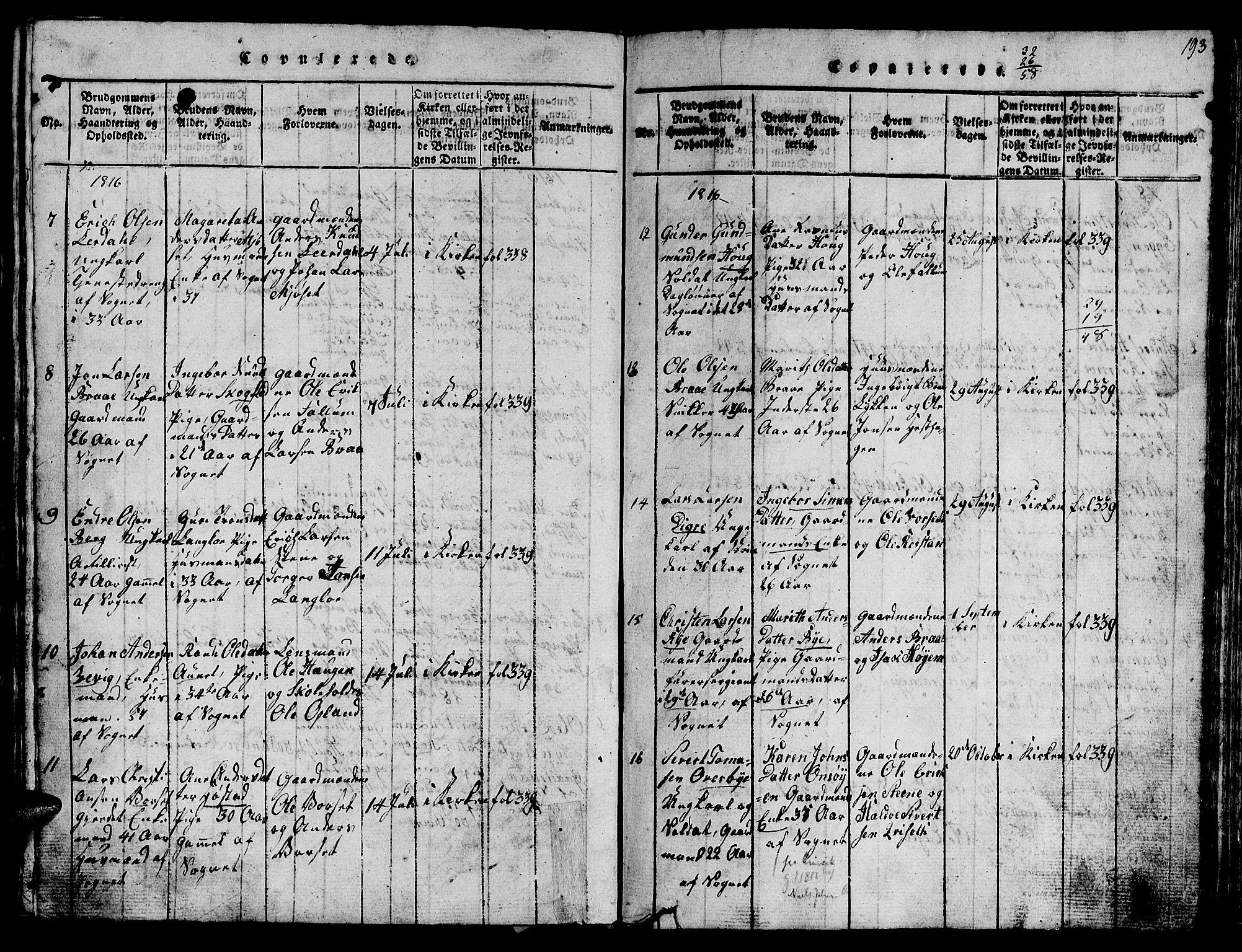 Ministerialprotokoller, klokkerbøker og fødselsregistre - Sør-Trøndelag, SAT/A-1456/612/L0385: Parish register (copy) no. 612C01, 1816-1845, p. 193